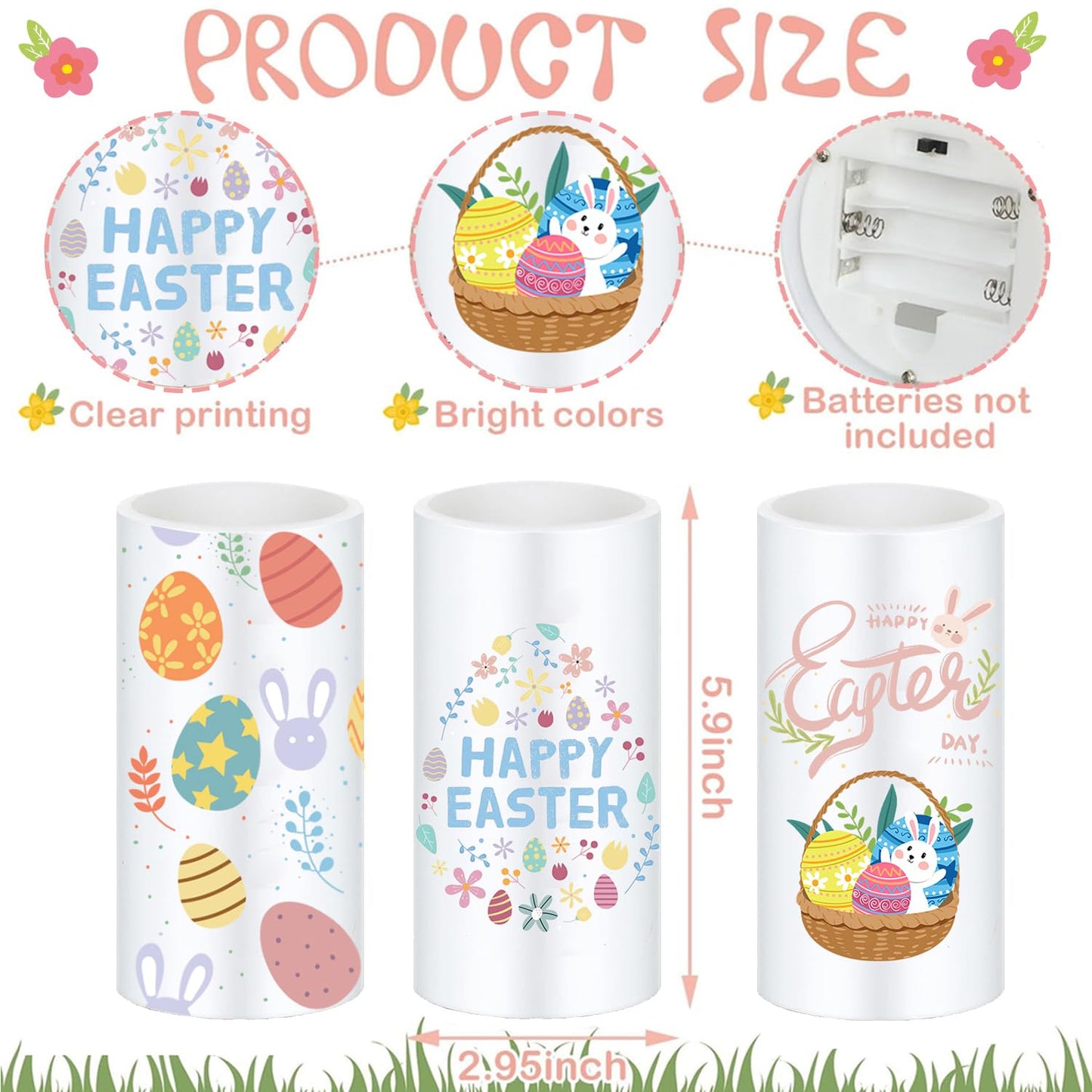 ONEIHOMM 3 Pcs Easter Flameless Candles,Battery Operated Candle, Rabbit Egg Design with Timer Remote, Happy Easter Day Gift for Bedroom Living Room Decor Farmhouse