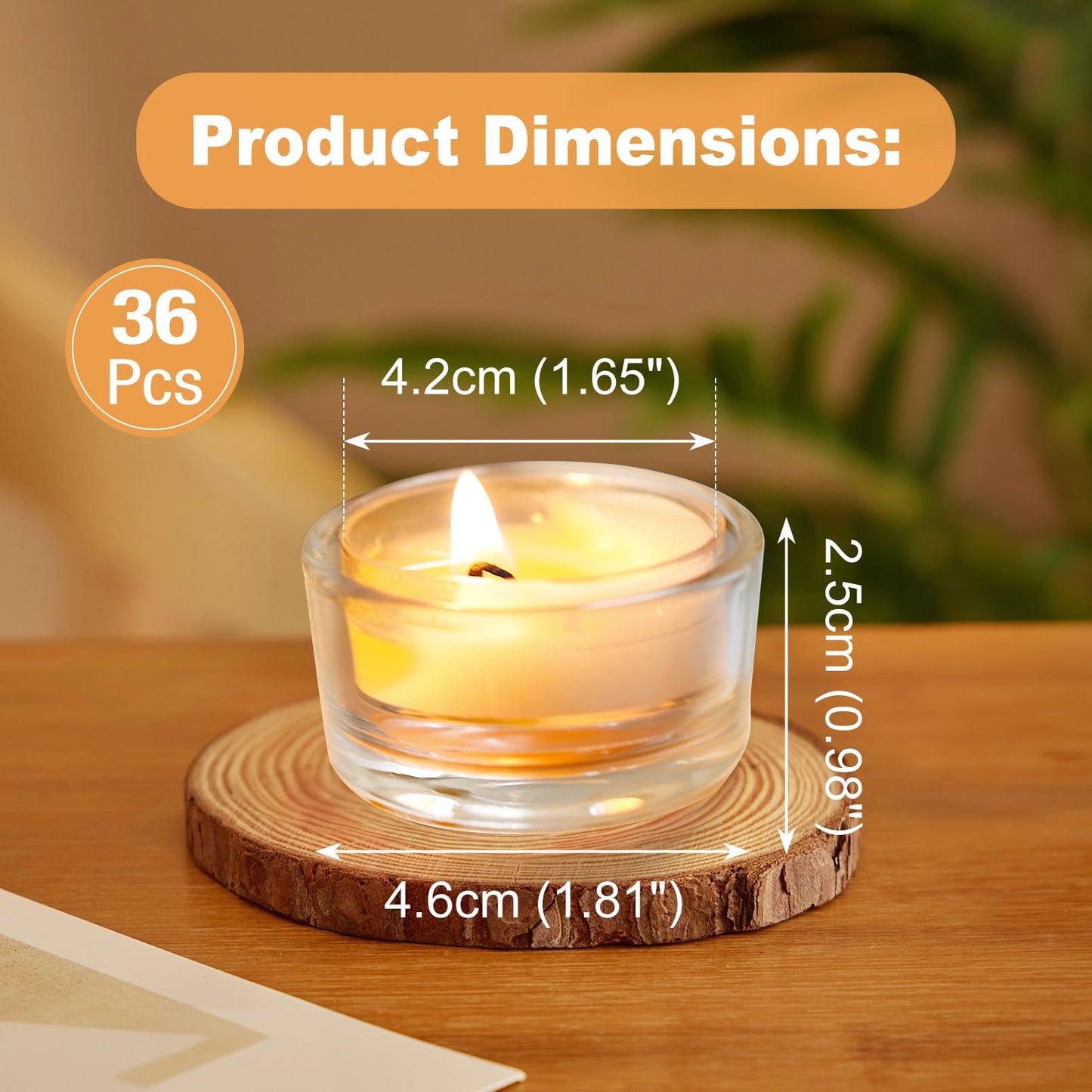 Tivcck 36 Pack Clear Glass Tealight Candle Holder,1 x 2 Inch Glass Votive Candle Holders,Clear Tea Lights Holder for Table Centerpiece,Wedding,Home Decor, and Party