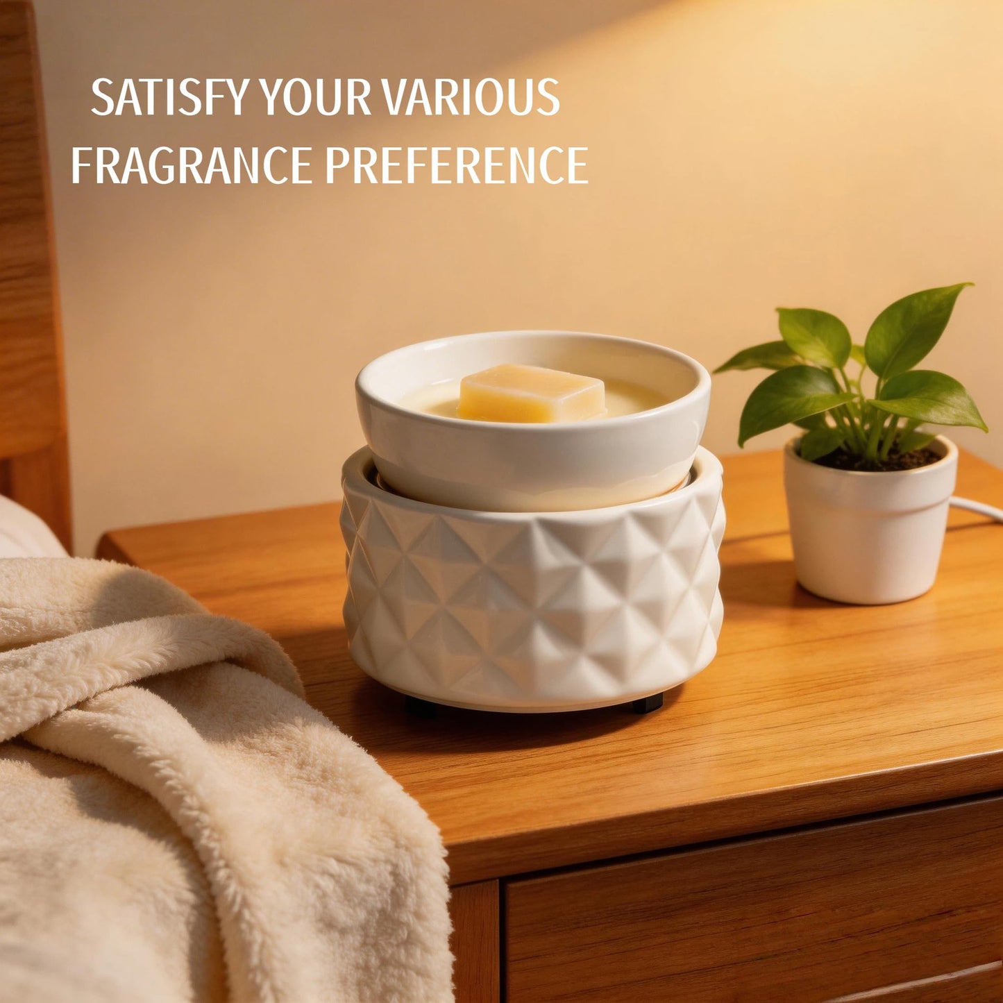 ASAWASA Ceramic Candle Warmer for Large Jars, Wax Melt Warmer with 1 PC Silicone Liner,4-in-1 Electric Warmer for Jar Candle Wax Cube Essential Oil Coffee Tea Mug, Ideal Gift for Home Office
