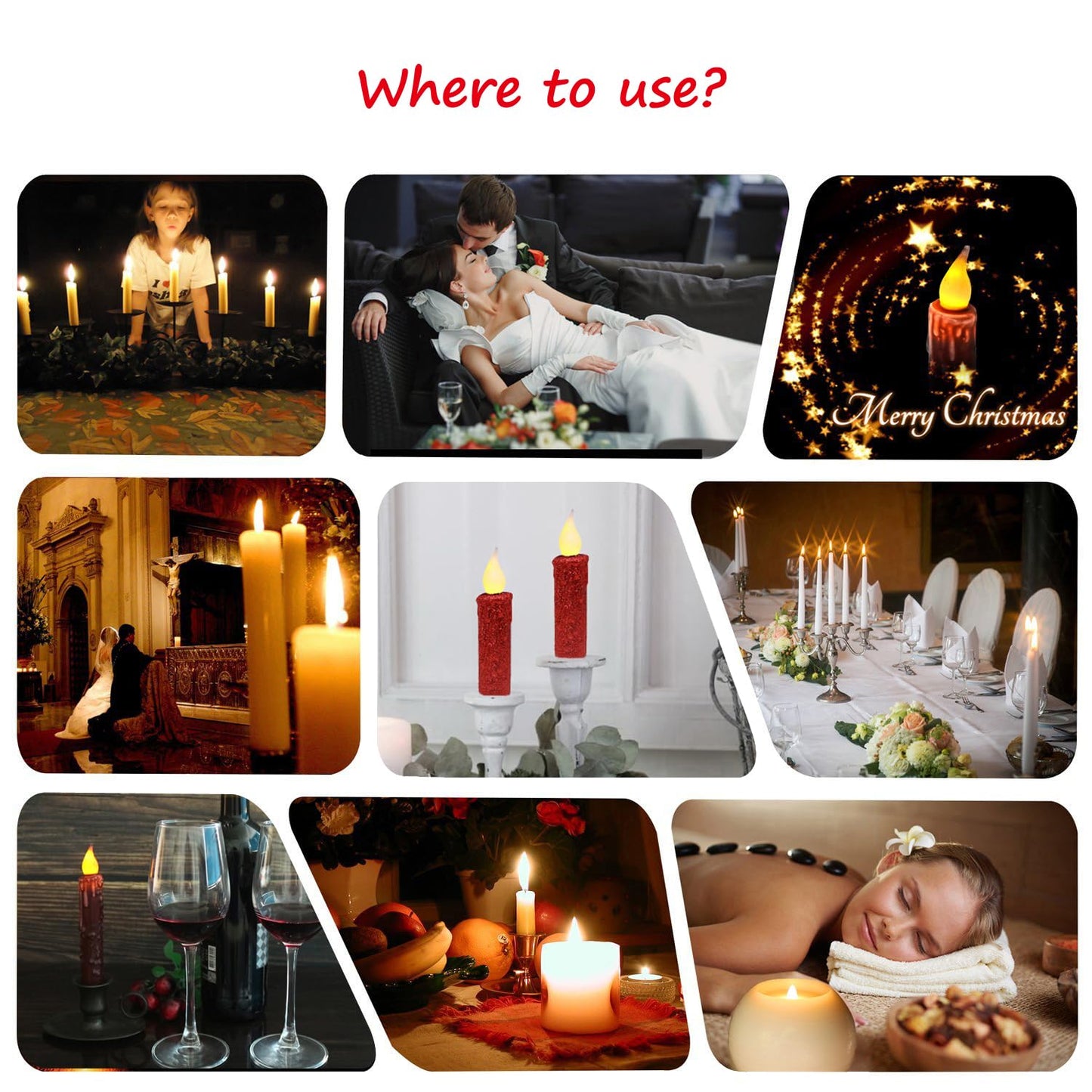 CVHOMEDECO. Glitter Flameless Candles Flickering Battery Operated LED Taper Candles with Timer for Home, Wedding, Halloween, Christmas Decor. Red, 4-3/4 Inch, Set of 2