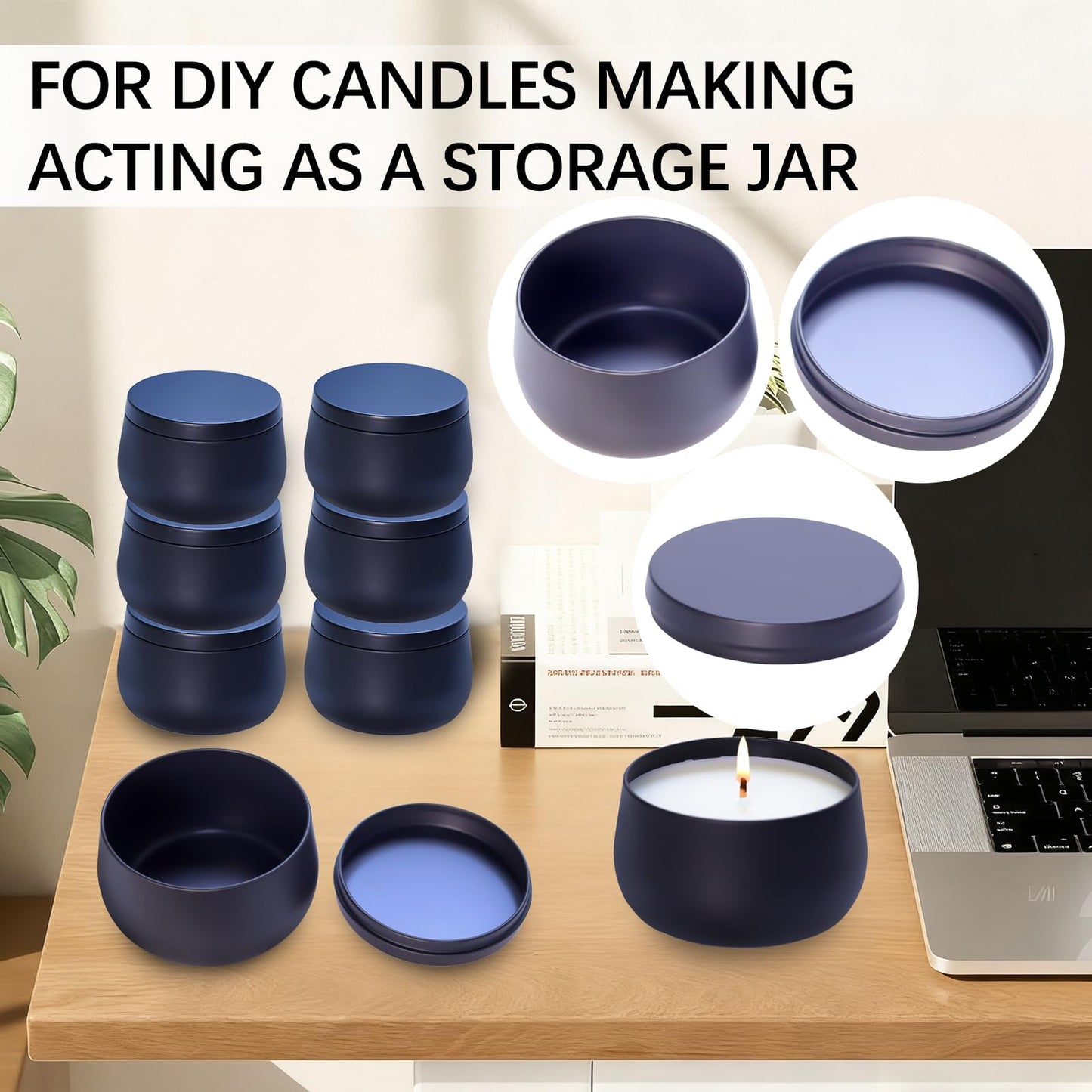 24 Pack 8oz Matte Full Black Candle Tins for Making Candles - Bulk Metal Candle Containers with Lids. Empty Round Candle Jars for DIY & Travel. Shatterproof & Sturdy Vessels for Small Business.