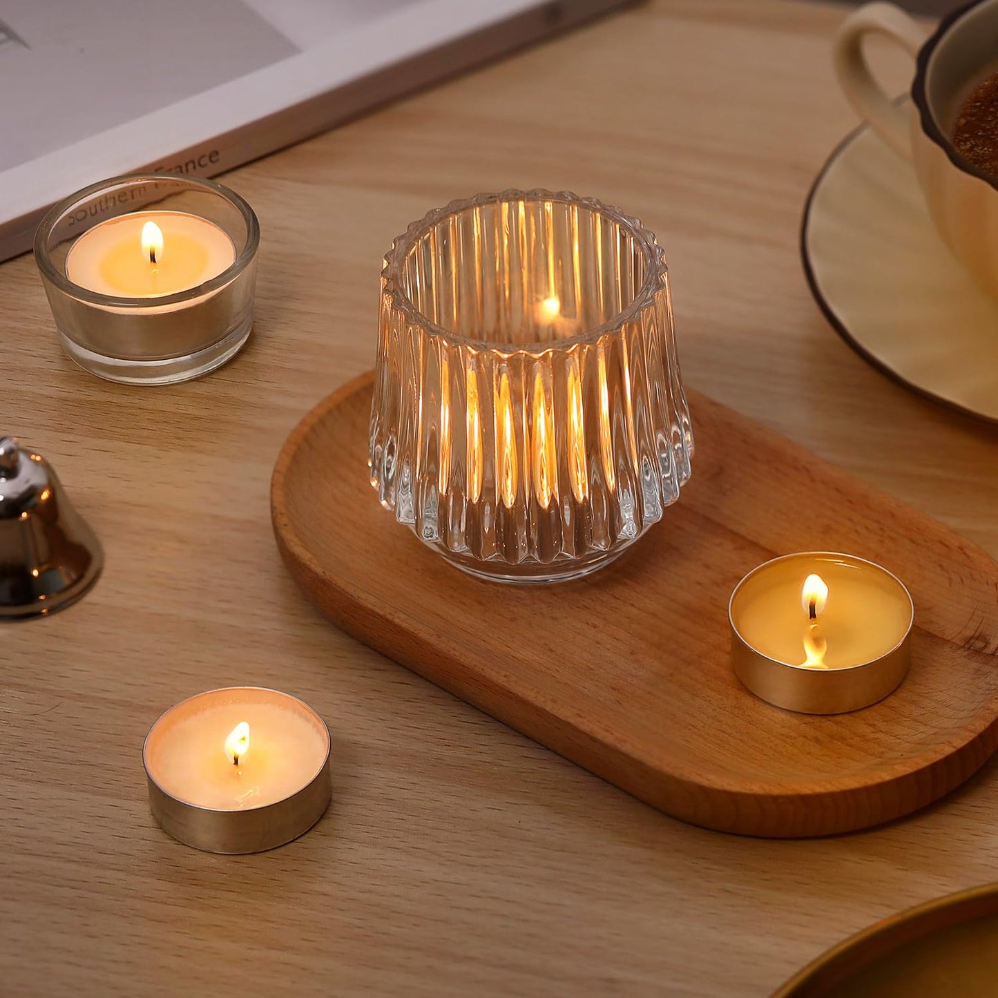 50 Pcs Soy Wax Tealight Candles,100% Natural- 4 Hours White Soy Tea Lights Candle, Paraffin-Free/Unscented Small Tea Candles for Party, Home, Wedding, Emergency