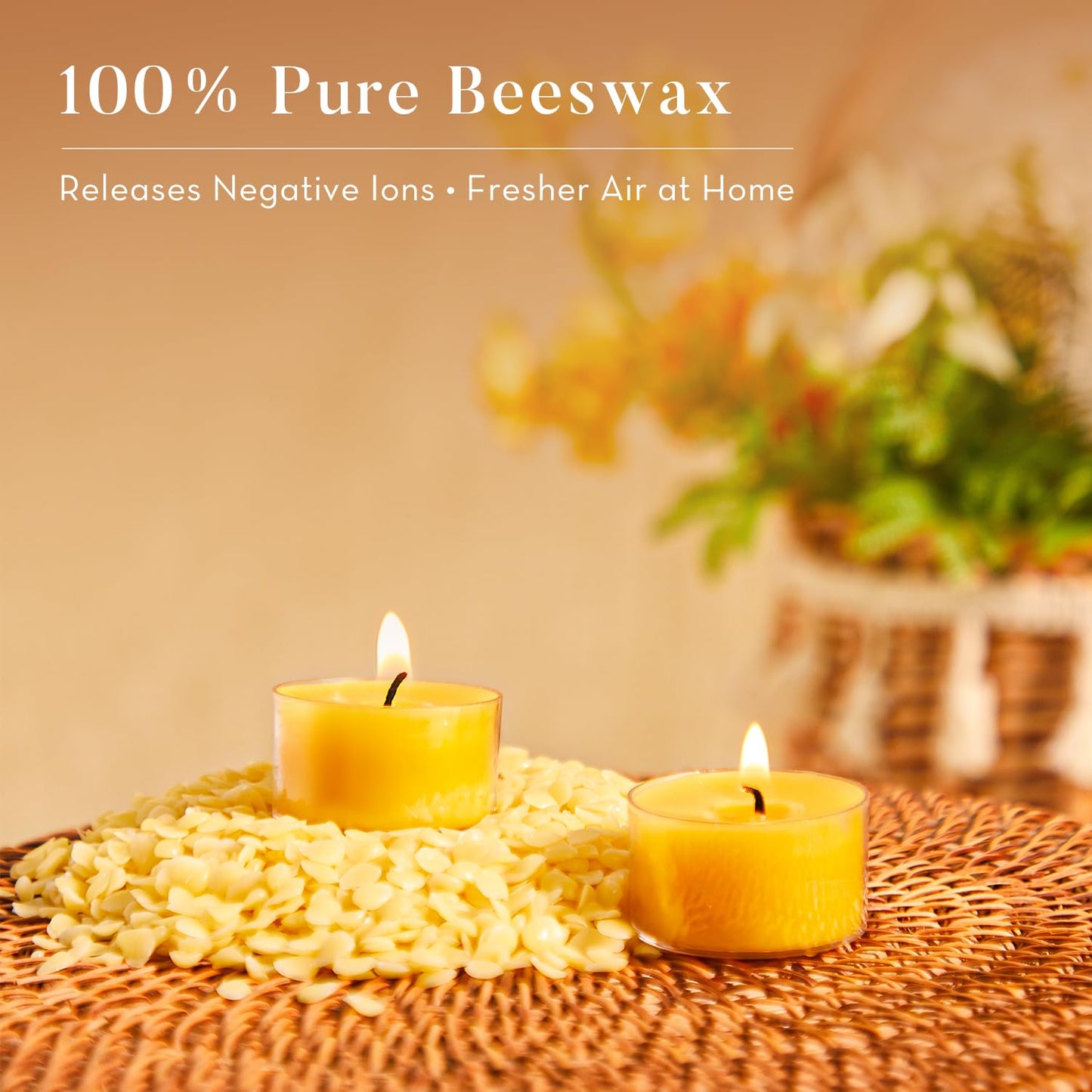 Ashlux 6 Hours Beeswax Tealights Candles, 24 Packs Pure Beeswax Tea Lights