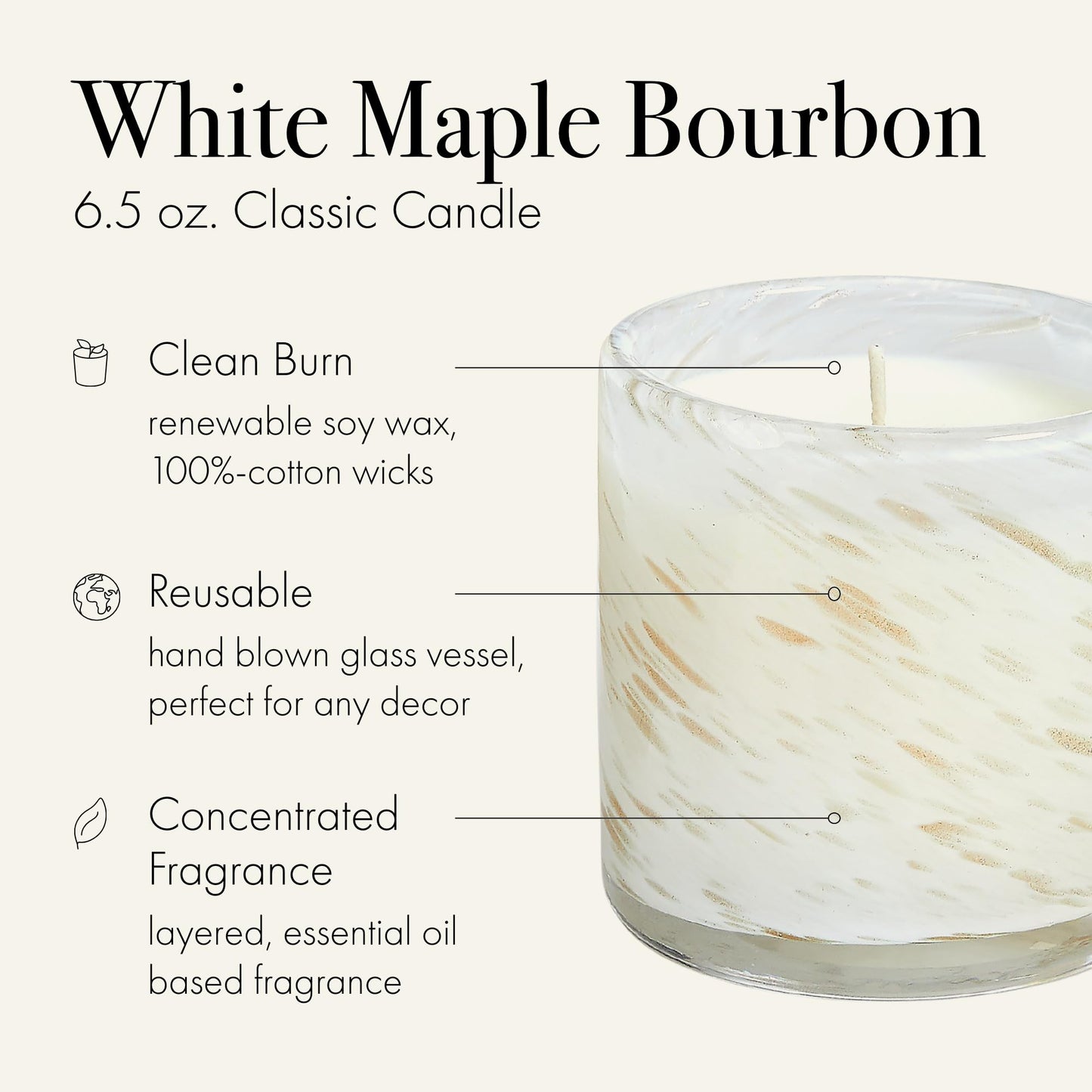 LAFCO New York Holiday Classic Candle, White Maple Bourbon - 6.5 oz - 50-Hour Burn Time - Reusable, Hand Blown Glass Vessel - Made in the USA