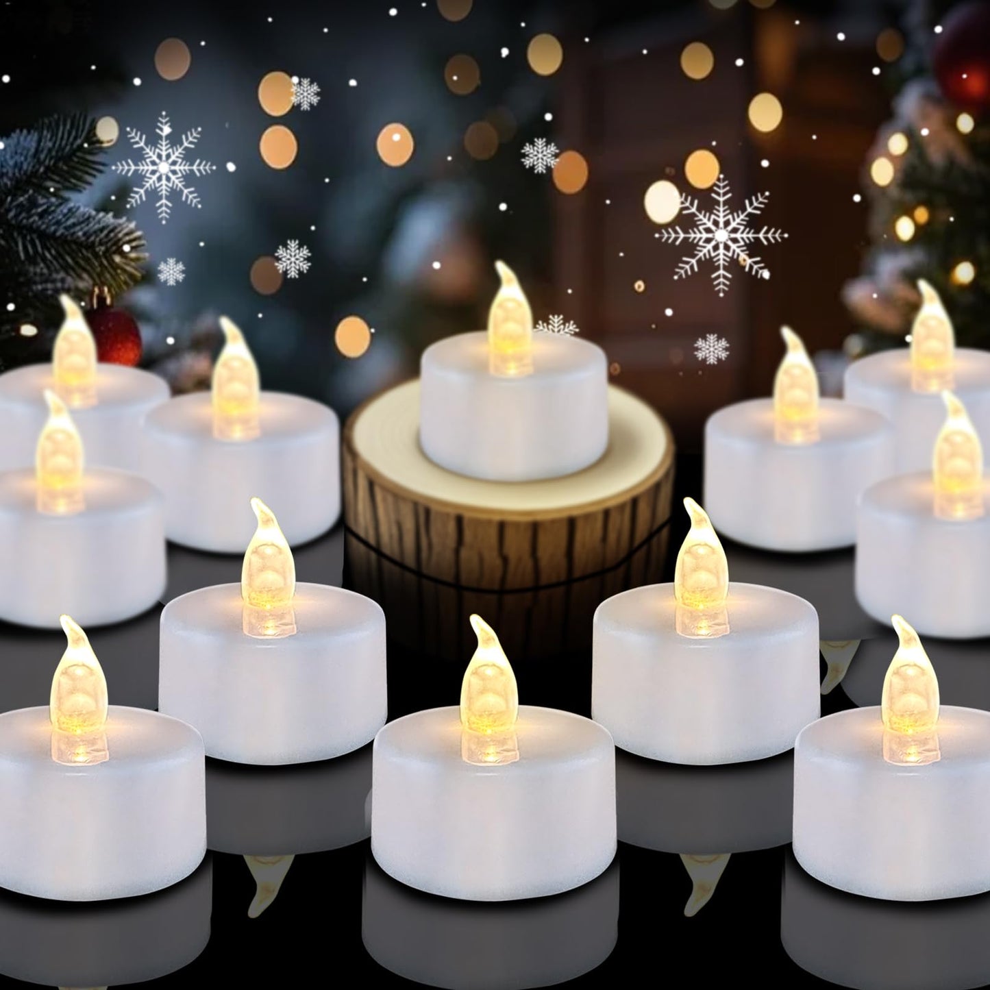 Eloer Tea Lights Flameless Candles, 100 Pack Warm White Battery Operated Flickering Candles 200+ Hours Ideal for Home Decoration Outdoor Wedding Parties