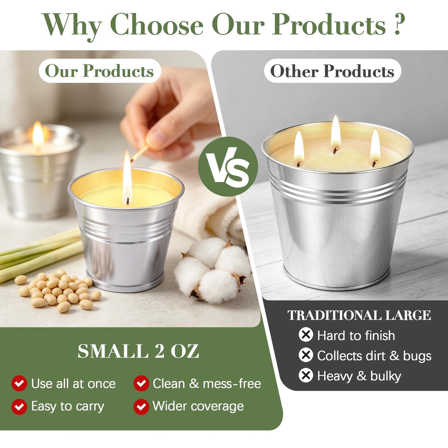 16 Pack Citronella Candles Outdoor for Patio Up to 160 Hours Burning, 2oz Small Citronella Candle Bulk Soy Wax, Summer Outdoor Candle for Yard Balcony Garden Porch Camping Outside