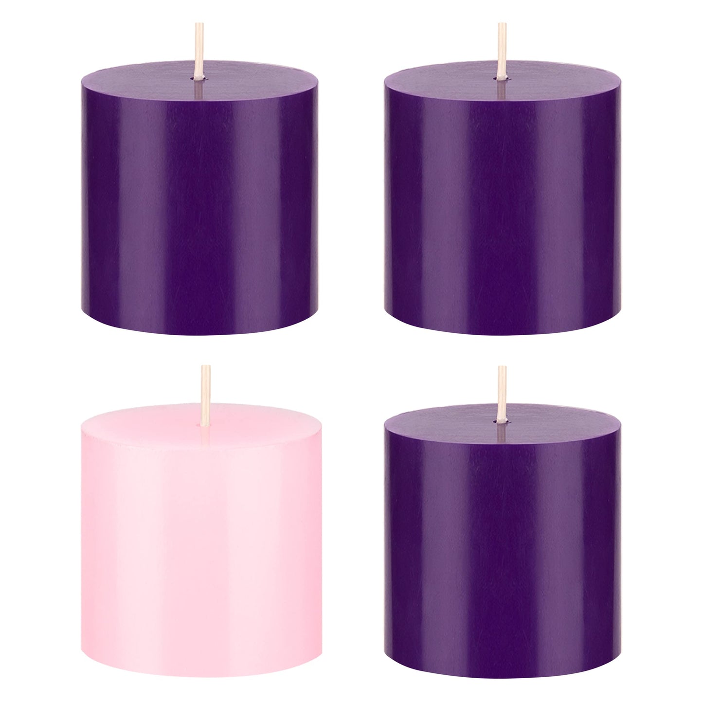 Mega Candles 4 pcs Unscented Christmas Advent Candles Set, Hand Poured Premium Wax Round Pillar Candle 3 Inch x 3 Inch, Holidays, Occasions, Events, Festivities, Devotional, Church, Wreath, Gifts