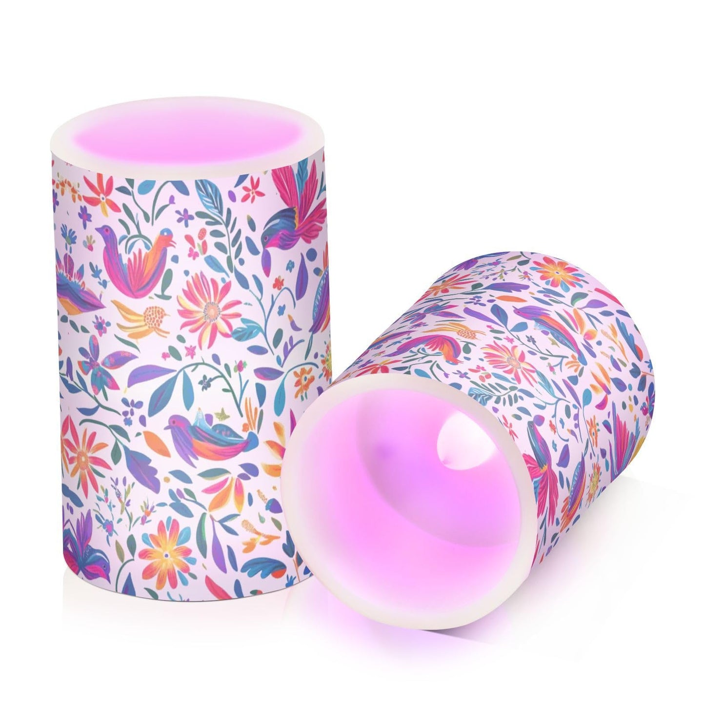 Kcldeci Flameless Candles LED Battery Operated Remote Control Multicolor Plastic Tabletop Decorative Lighting Set of 2