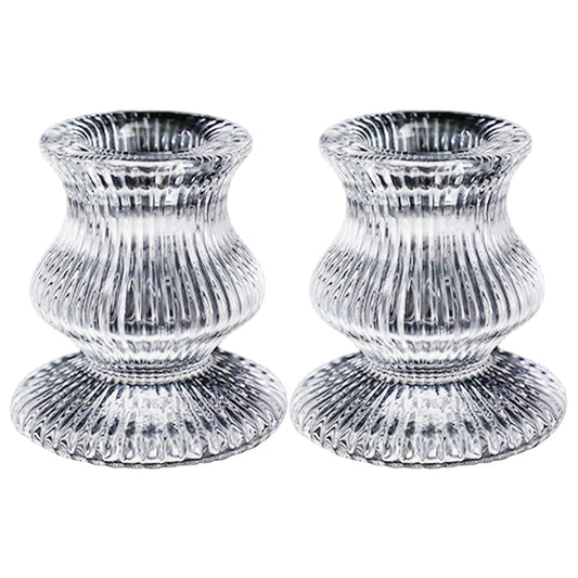 Sophisticated Glass Taper Holders Set of 2 for Wedding Celebration & Festival Home Decors Clear Accessories Wedding Table Decors