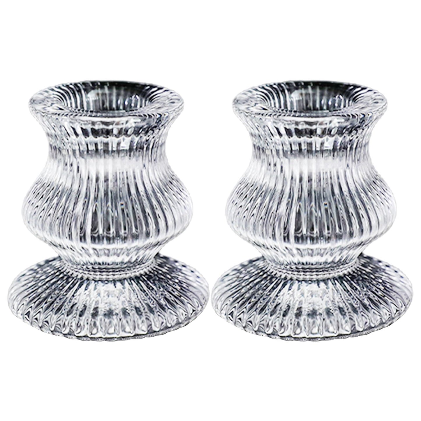 Sophisticated Glass Taper Holders Set of 2 for Wedding Celebration & Festival Home Decors Clear Accessories Wedding Table Decors