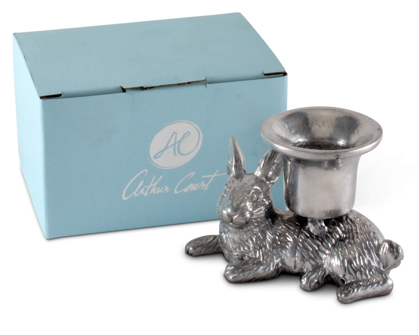 Arthur Court Aluminum Metal Easter Bunny Rabbit Candle Holder/Taper Candlestick - Perfect for Outdoor Table or Easter décor 2.25 inch Tall x 3.5 inch Wide
