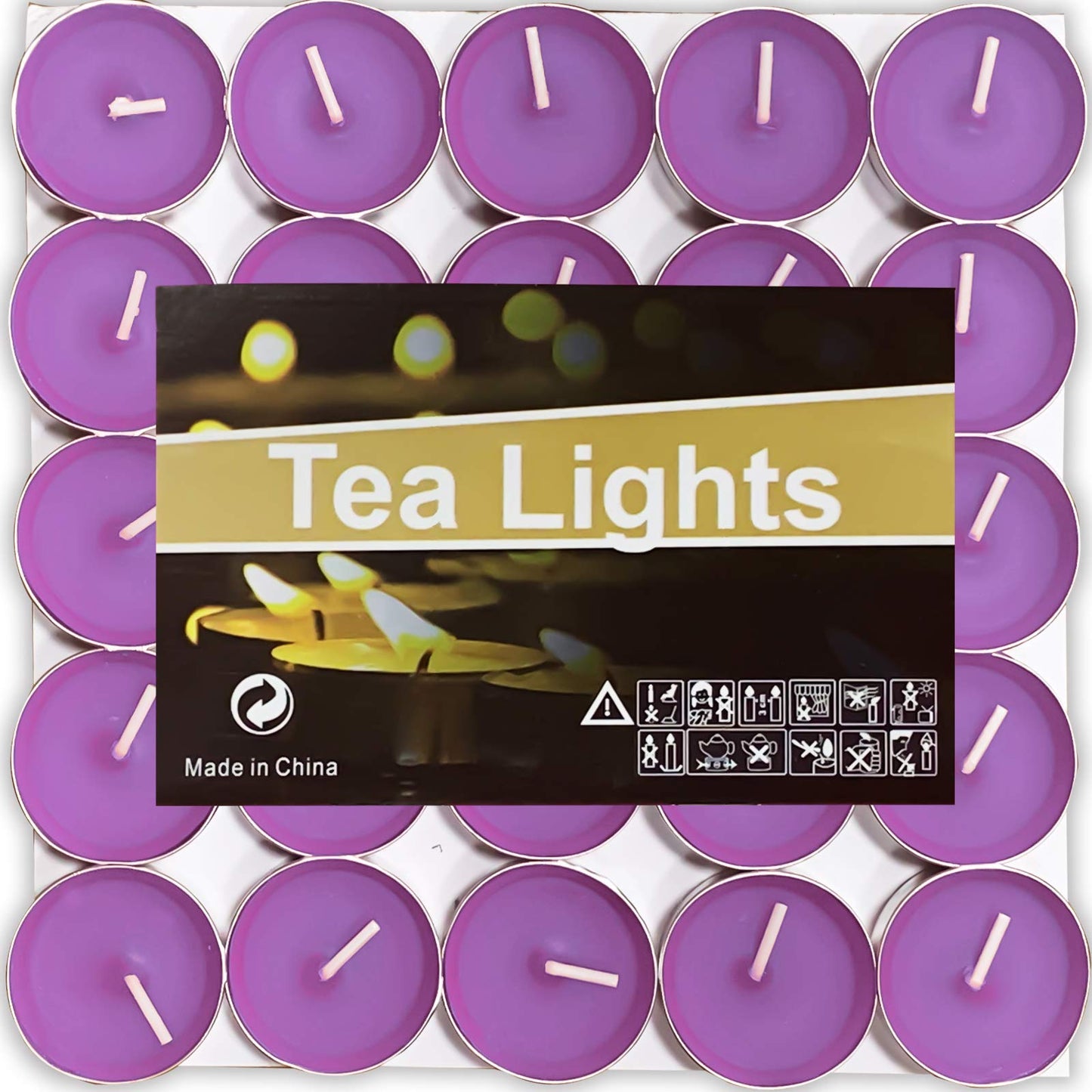 OUO Tea Lights - 50 Pack Smokeless, Dripless & Long Lasting Mini Tealight Candles for Mood, Dinners, Parties, Home Decoration, Wedding, Crafts (Purple)