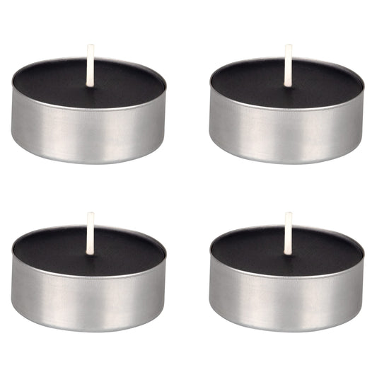 Mega Candles 4 pcs Unscented Oversize Black Tea Lights Candles, Pressed Wax Candle 12 Hour Burn Time, Home Décor, Wedding Receptions, Occasions, Events, Meditations, Tranquility, Spa