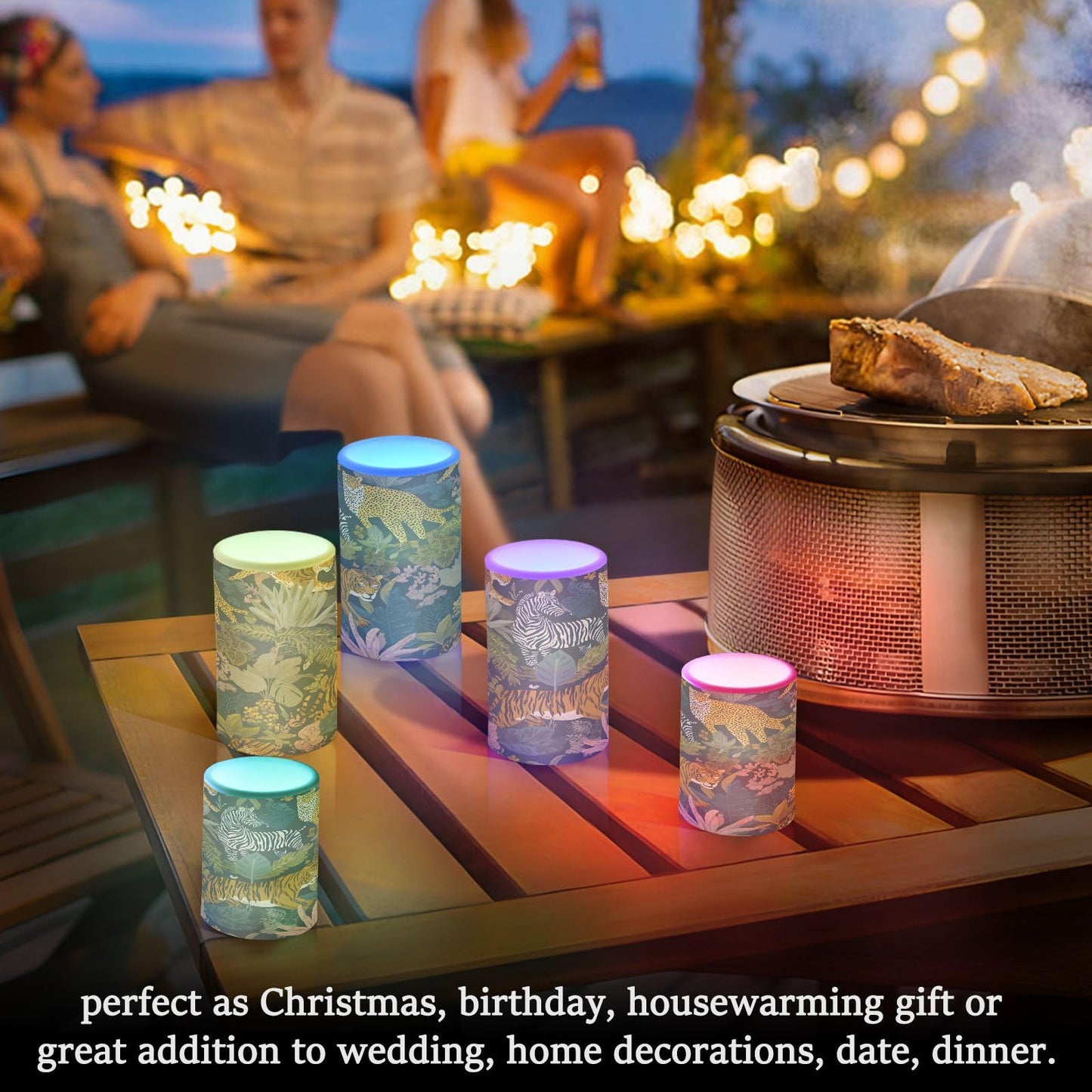 panksolu Flickering Flameless Candles, Zebra Wild Animal Tiger LED Candles with Remote Timer, Battery Operated Candle for Valentine Wedding Halloween Christmas Decor - Set of 2