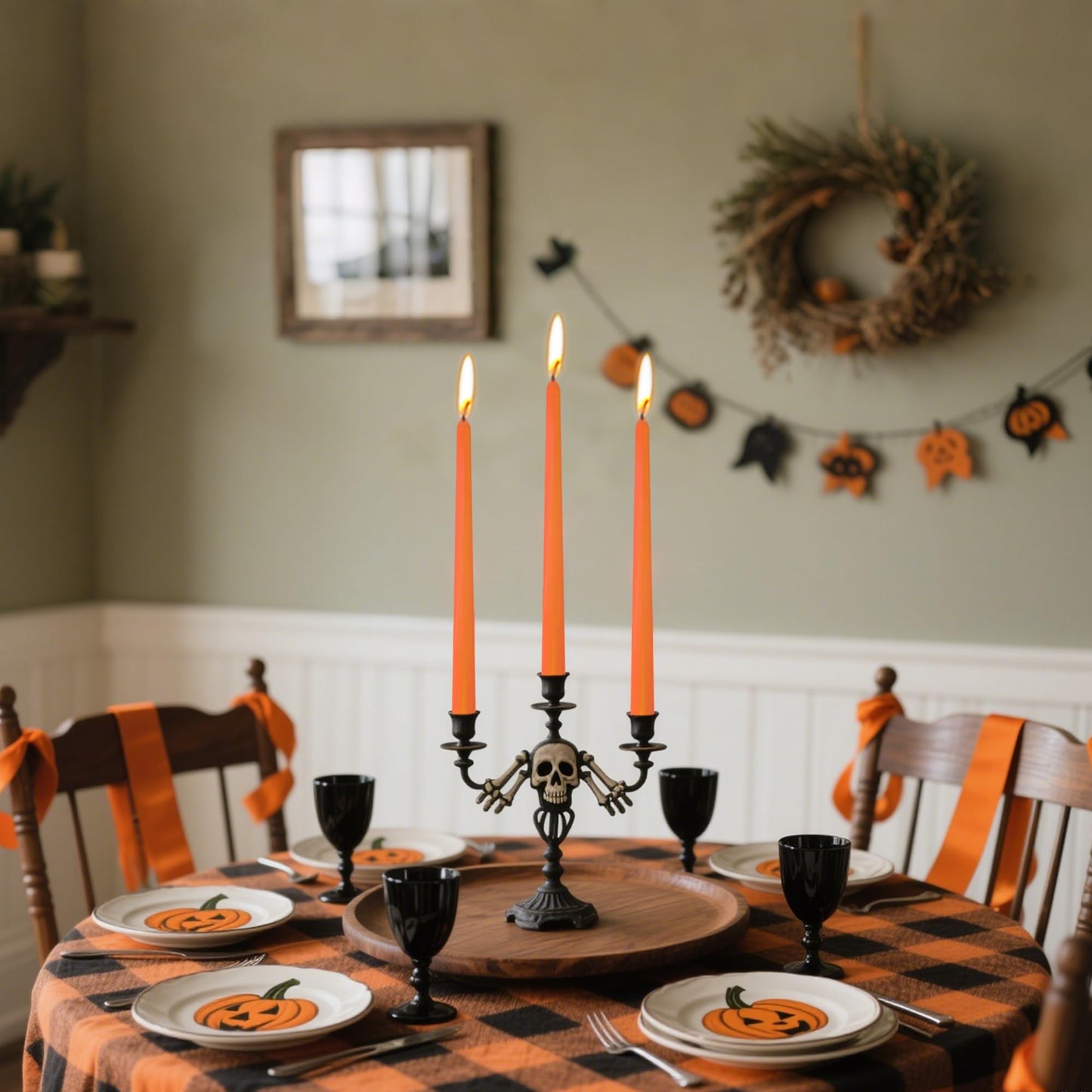8 Pack 10 Inch Thanksgiving Candles Orange Taper Candles For Fall Home Decor Harvest Festival and Halloween Decor