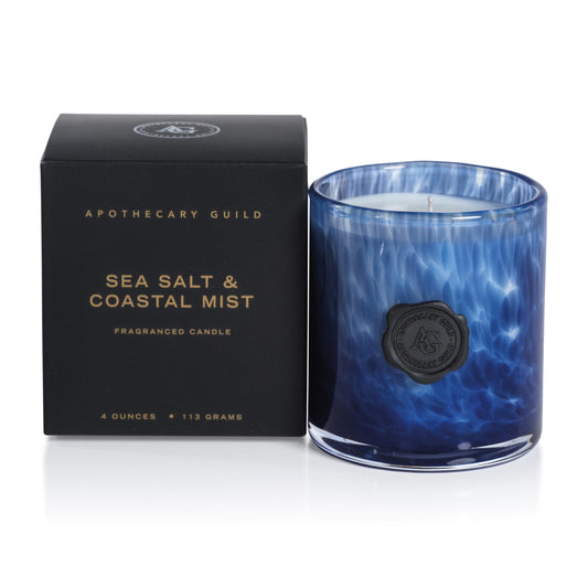 Zodax Apothecary Guild Scented Opal Glass Jar Candle in Gift Box - 4 oz - Sea Salt Coastal Mist