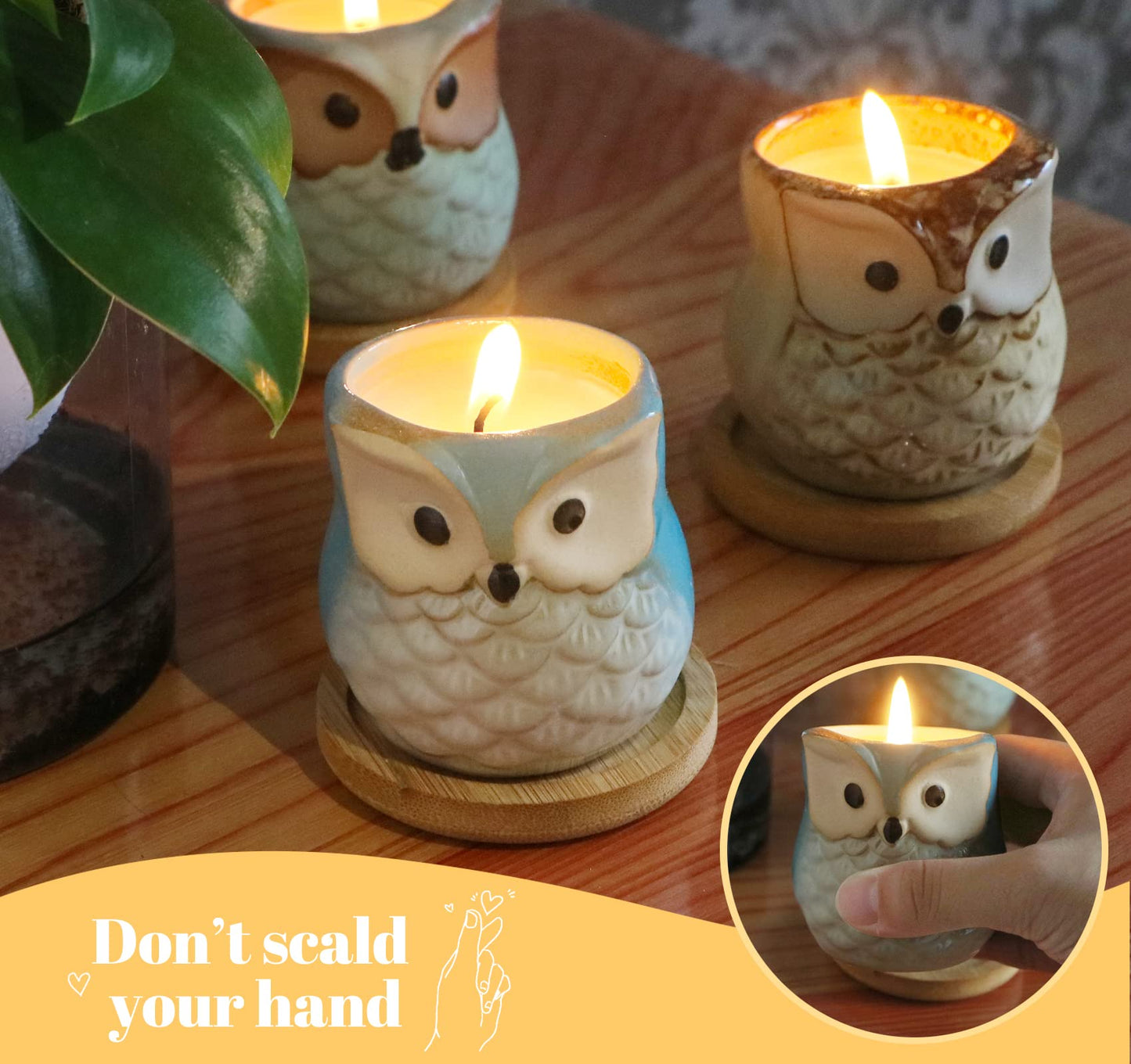 Kinforse Scented Candles Birthday Gifts for Women, Owl Gifts for Women, 6 Pack Novelty Owl Aromatherapy Candle Bulk Gift for Birthday Mother's Thanksgiving