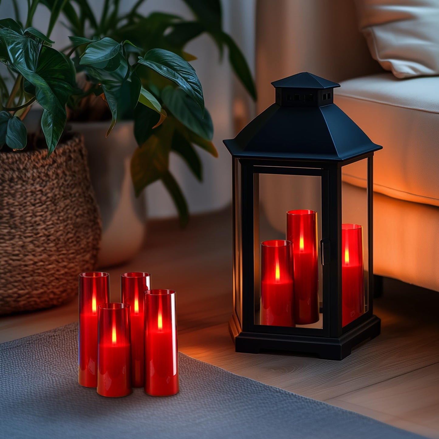 Homemory Red Acrylic Flameless LED Candles with Remote & Timer, Battery Powered, Fake Candles, Elegant Home Decor, Parties, or Wedding Lighting
