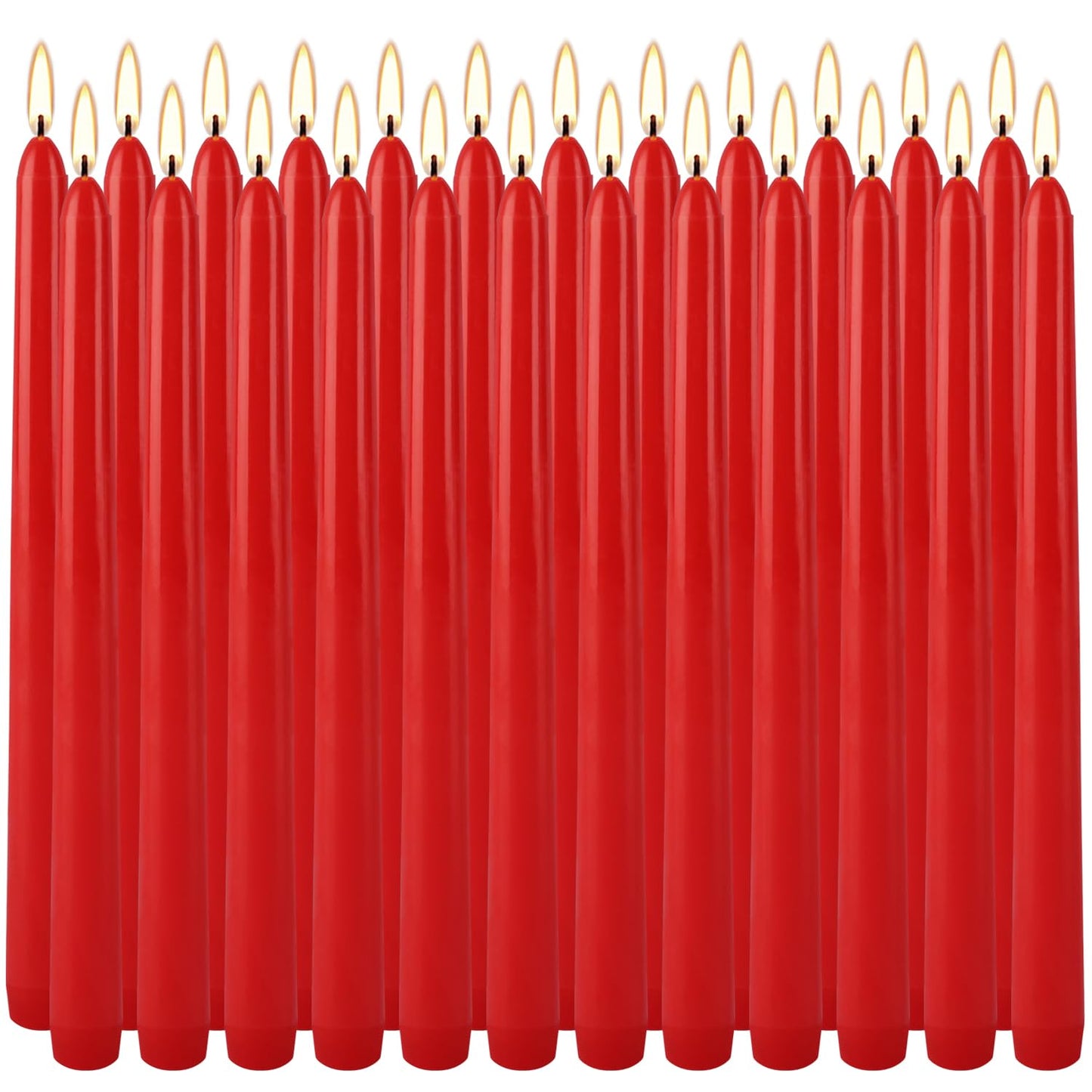 YOROXRG 24 Pack Red Taper Candles, 7-8 Hours Burn Time, Unscented, Smokeless and Dripless, 0.75 x 10 Inch Dinner Candle Set for Christmas,Household, Wedding, Party and Home Décor Candlesticks