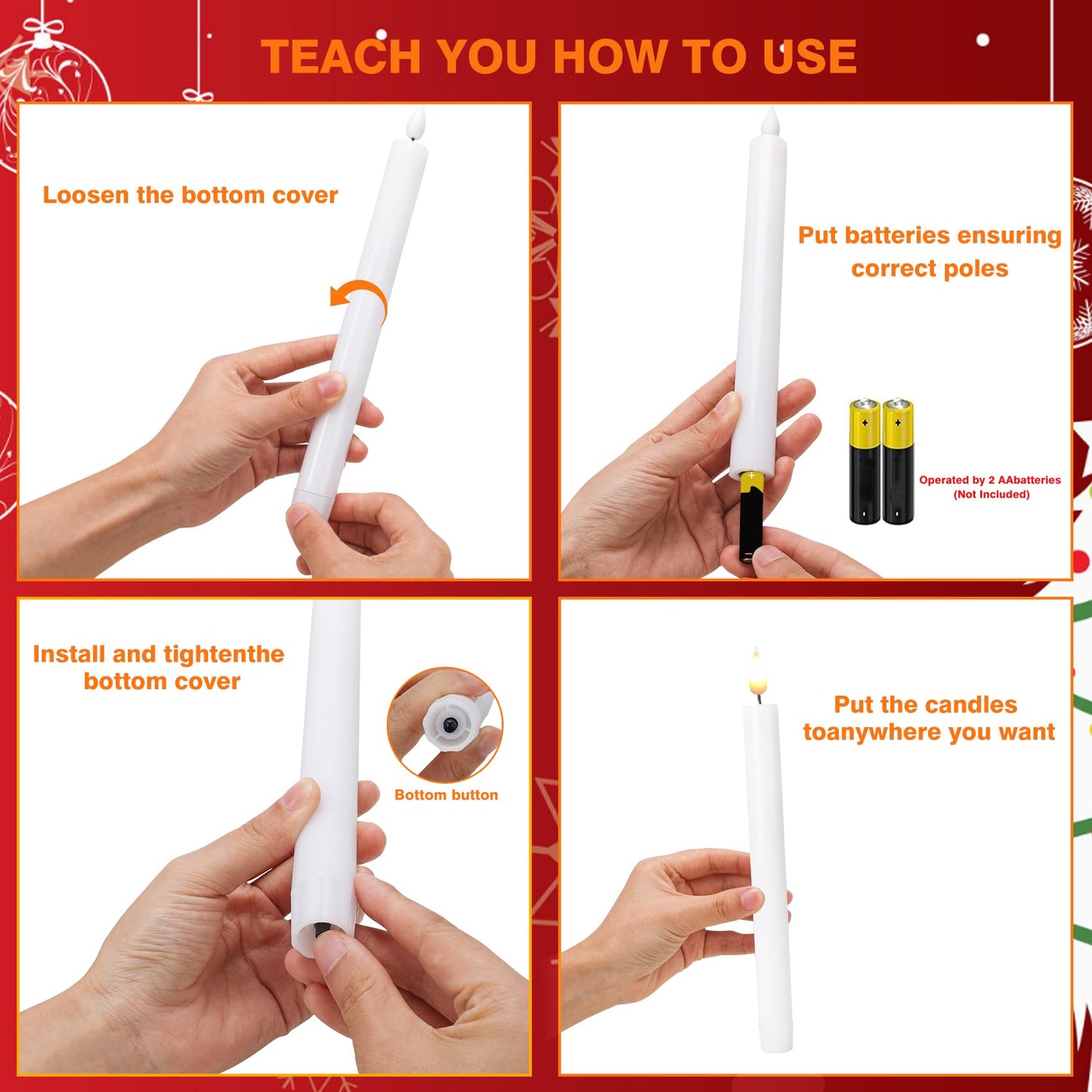 SunFunUSA LED Flameless Taper Candles with Remote Timer Battery Operated-9.6 Inches Flickering Window Candle Lights Realistic Warm Amber Light Best Gift for Xmas Wedding Home Dinner Decor Set of 6
