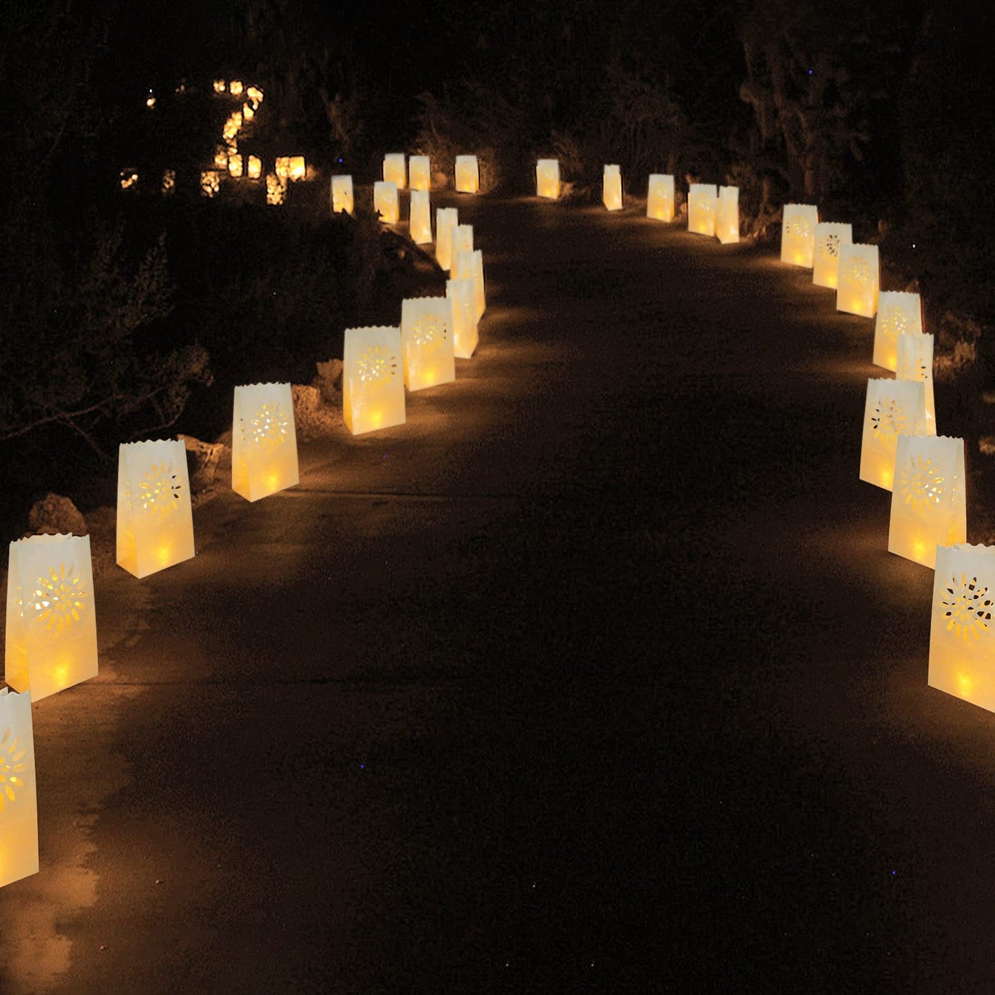 AceList 30PCS Luminary Bags with 30 PCS Flameless Candles Tea Lights for Wedding, Birthday, Party, Christmas Decorations(Sunflower)