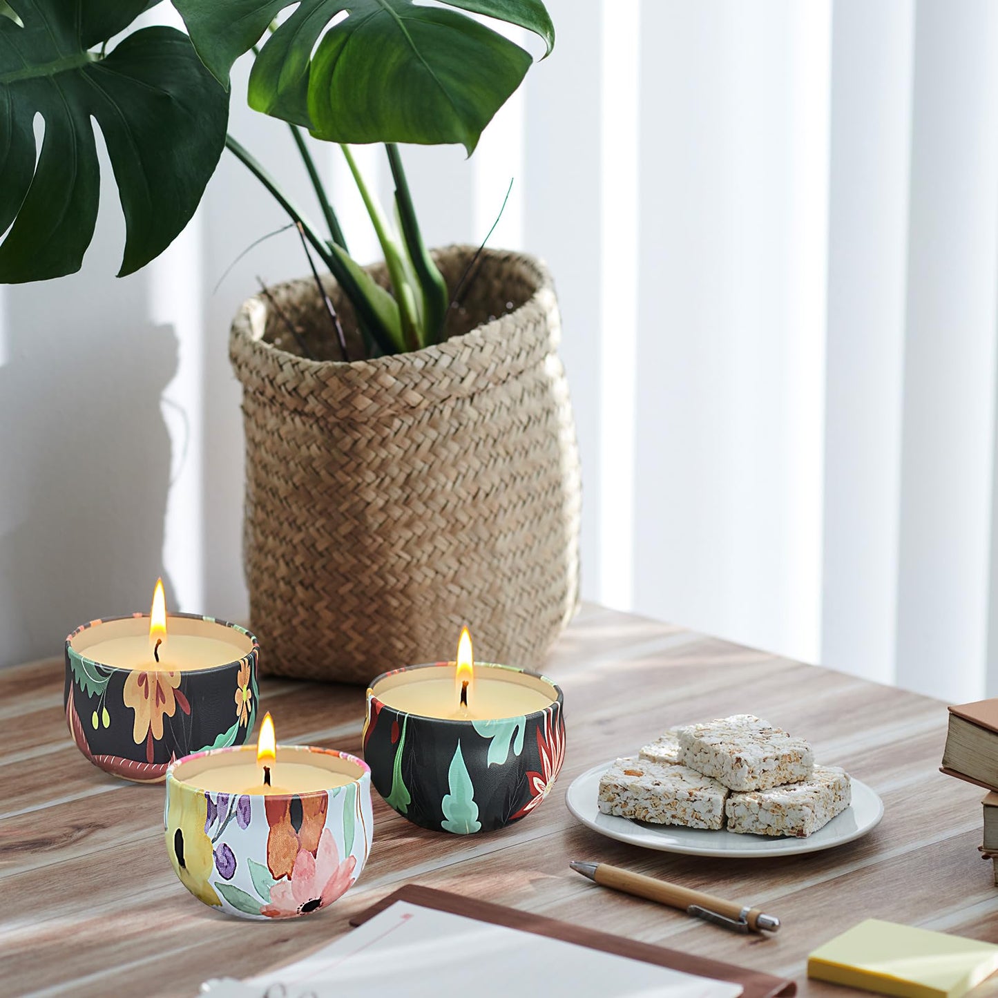 Scented Candles Gifts Set 48 Pack Soy Wax Travel Tin Jar Candles for Home 2.5 OZ for Mom for Christmas, Home Scented Decoration Birthday, Thanksgiving, Mother's Day, Floral Pattern