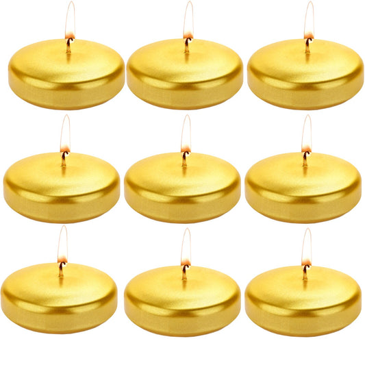 Floating Candles for Centerpieces, 3 inch Gold Round Burning Tea Light Candles Unscented Smokeless Paraffin Wax Dripless, for Valentine's Day, Wedding, Party, Home Decor, Pool (36 Pack)