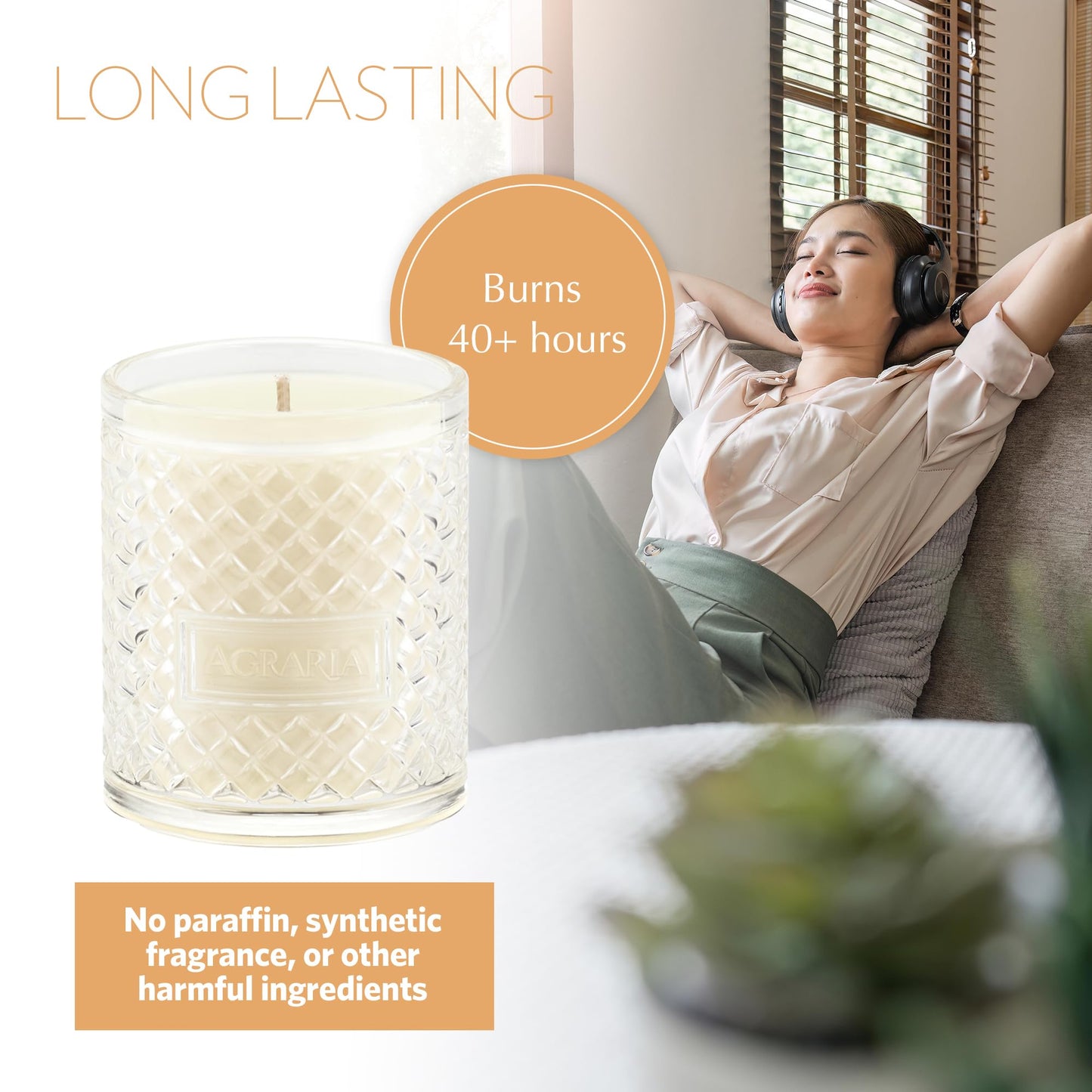 Agraria Vanilla Orchard Candle, 7 Oz, 40-50 Hours Flicker Time, Fresh Alluring Home Candle Decor, Sweet Rich Luxury Candles for Home