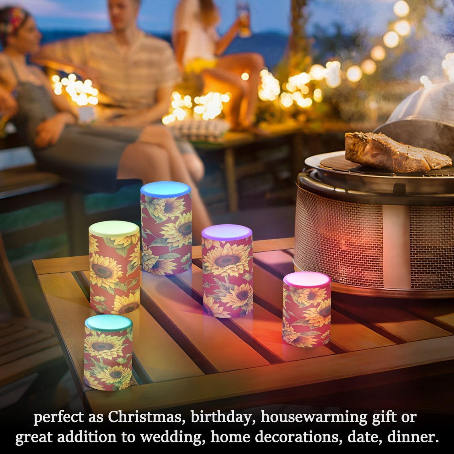 Kigai Flameless Candles Red Sunflowers Battery Operated Flickering LED Candles Waterproof Realistic Candles with Remote and Timer for Party Holiday Wedding Home Decor, 2 Pack