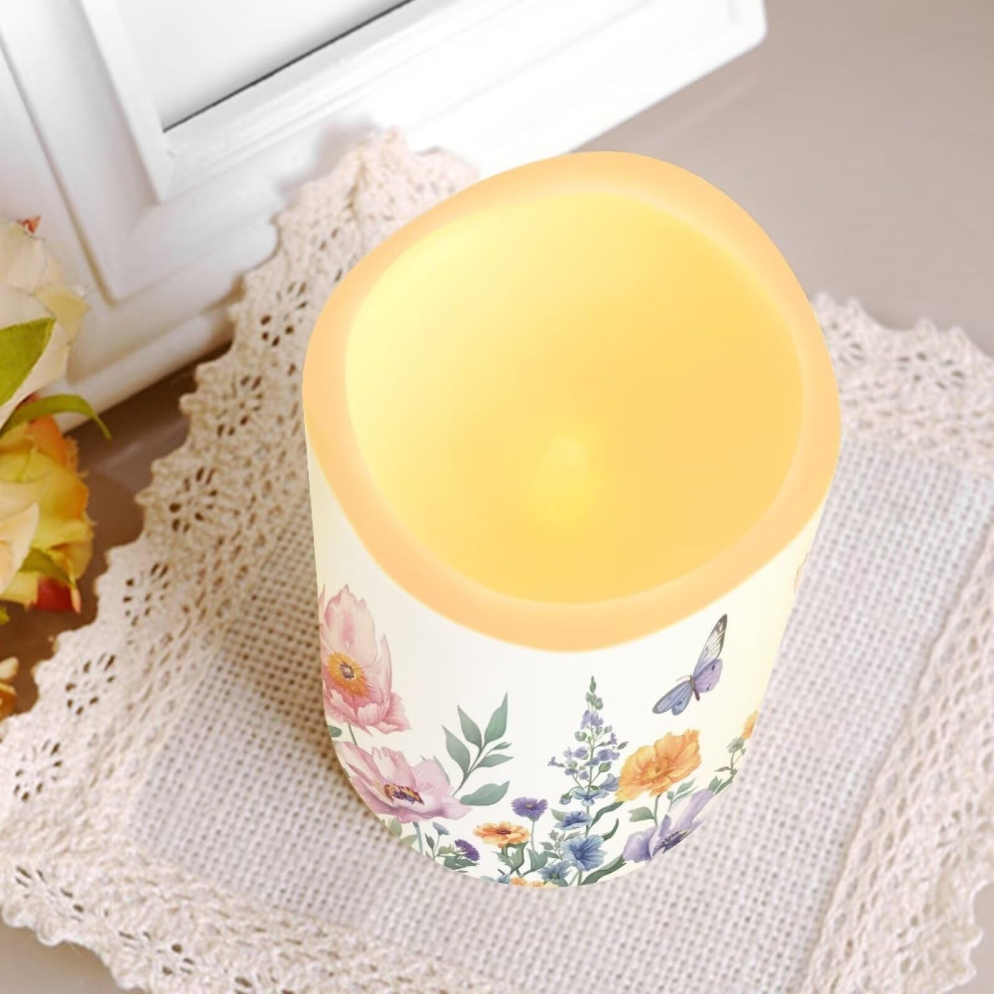 Uorisanigo Floral Flameless LED Candles with Remote and Timer - Set of 4 Electric Pillar Candles for Home Decor