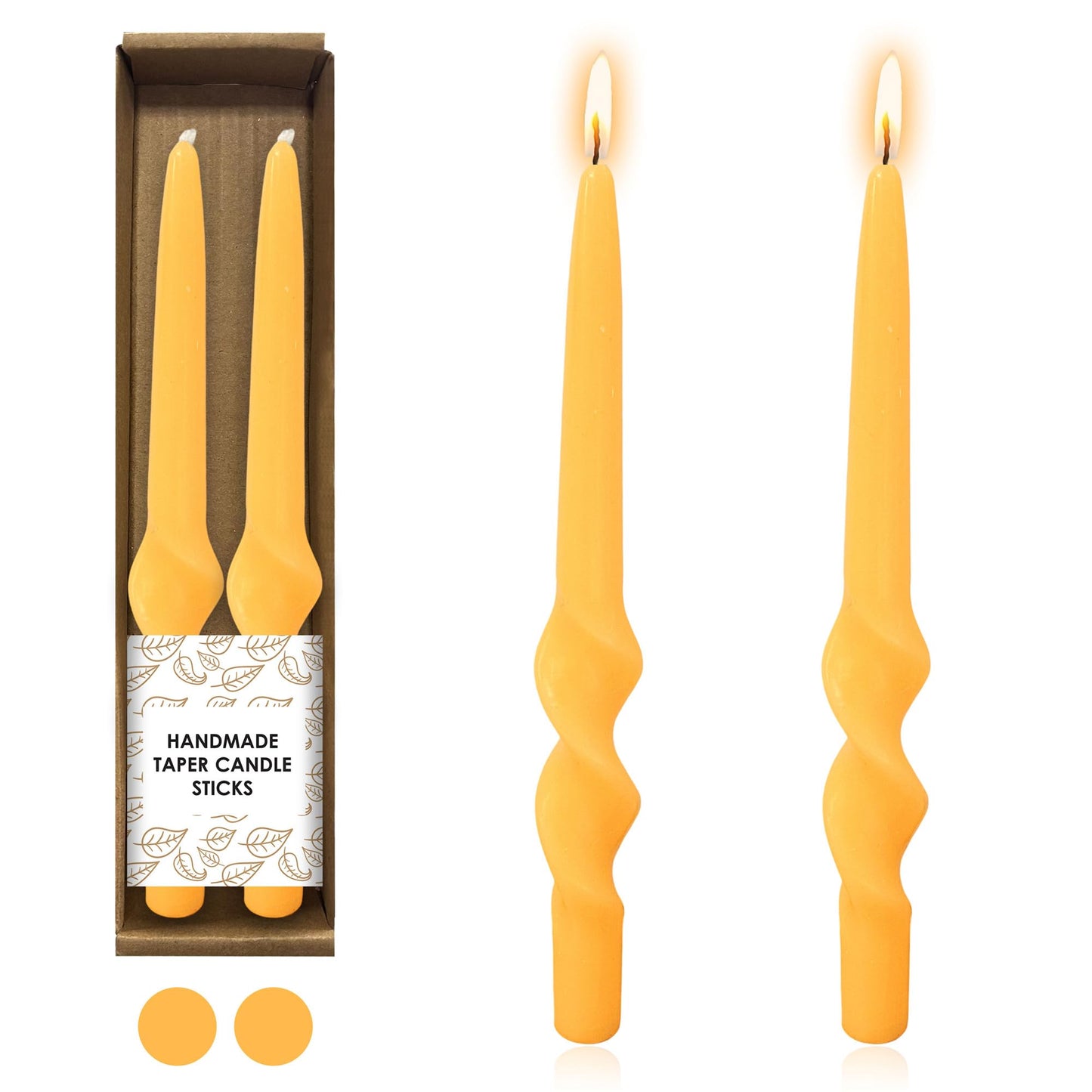 Gedengni Beeswax Taper Candle Dripless Candlesticks,10inch Natural Bees Wax Candles Spiral Tapered Candle for Home Meditation for Home Meditation Prayer Dinner Decor,2pcs 23D-BEE