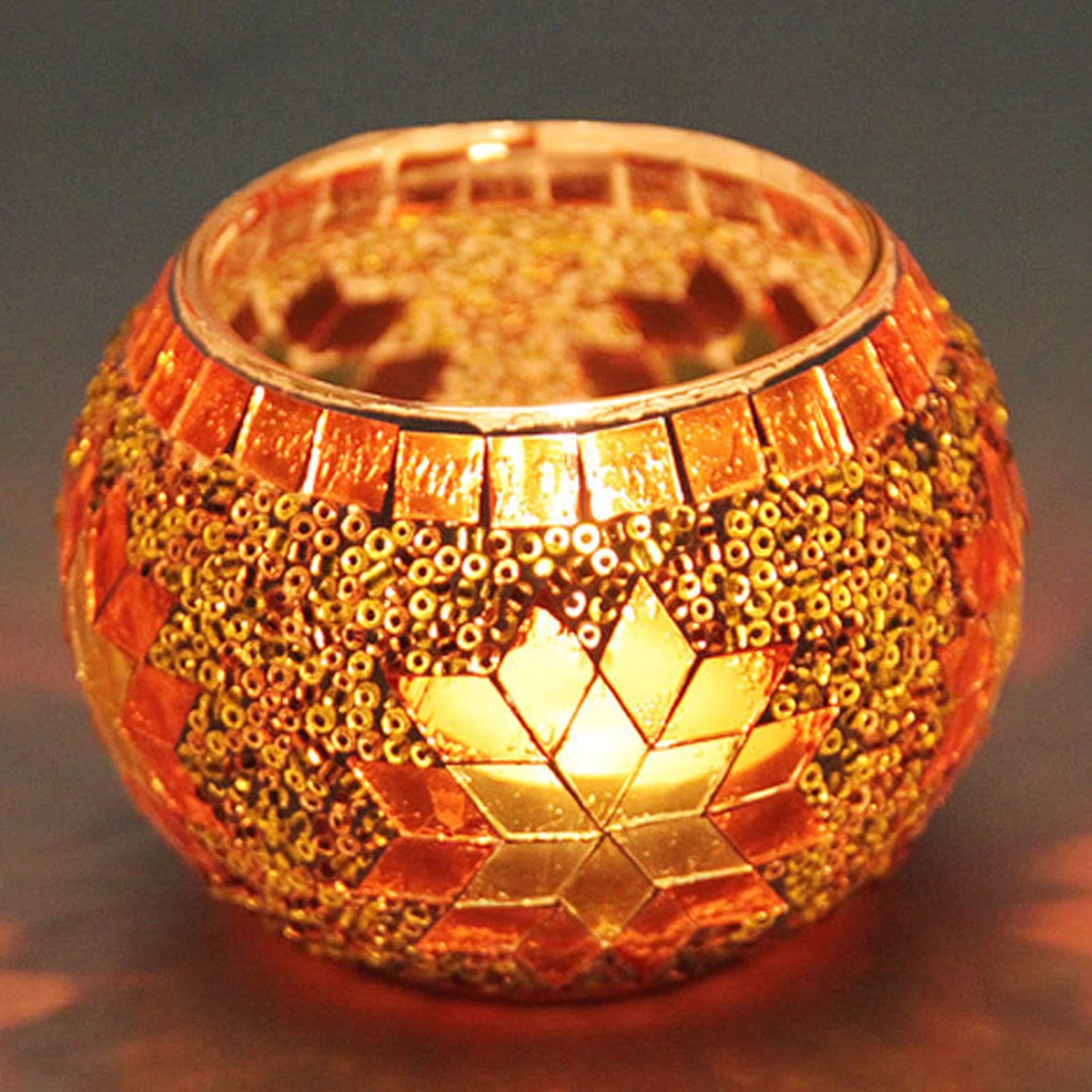 XHTLLO 4pcs Mosaic Glass Candle Holder, Hand Made Glass Candle Holder, Colourful Romantic Glass Pillar Candle Stands, for Home Bar Dinner