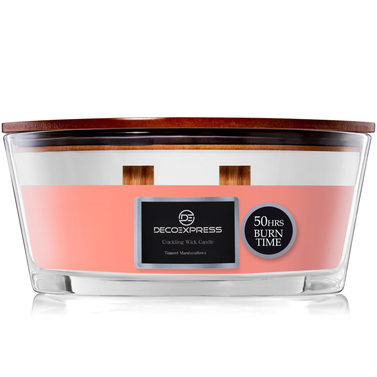 DECO EXPRESS Scented Candles, Crackle Double Wick Candles, Long 50 Hours Burn Time, Home Decor & Gift Ideas (Toasted Marshmallows)