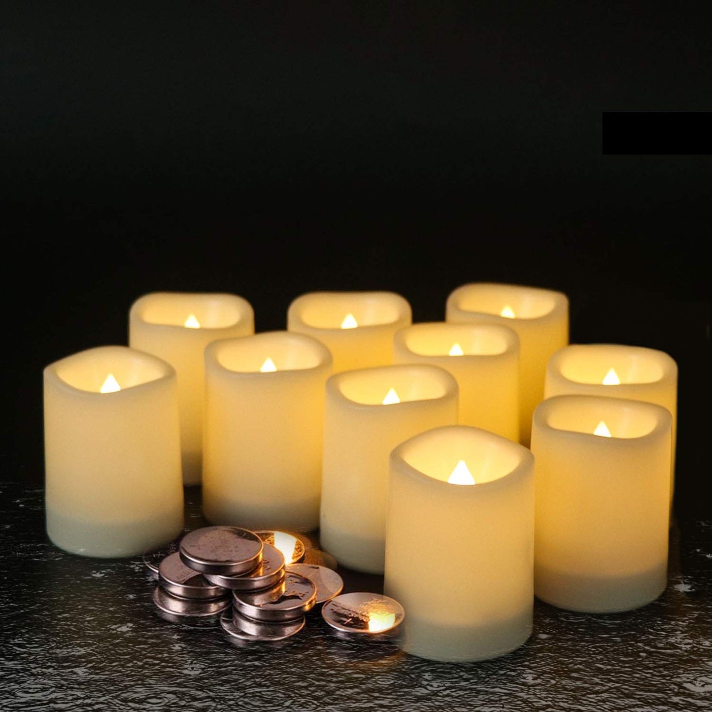 Eldnacele Flameless Votive Candles with Timer, Bulk Indoor/Outdoor Waterproof Tealight Candles Realistic Flickering Battery Operated LED Votive Candle Lights Pack of 12
