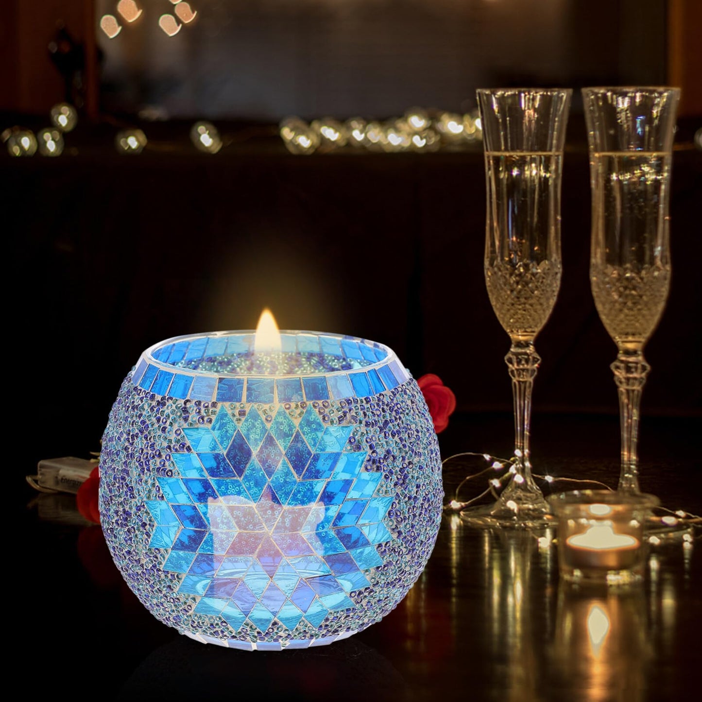 Glass Candlestick 4.13 Inch Candle Holder European Style Decorative Tealight Holder for Wedding Party Home Table Accent