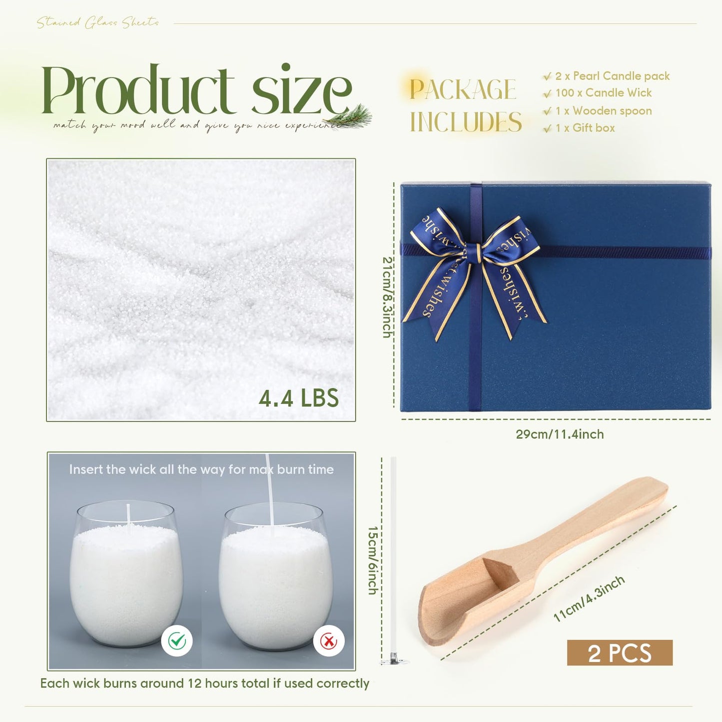 MTLEE Pearled Candle 4.4 Lb/70oz Mother's Day Mom Gifts Gardenia Jasmine Scented Sand Candle Kit Include 100 Wicks, Bow Gift Box, Spoon Reusable Pearled Wax for DIY Home Kit