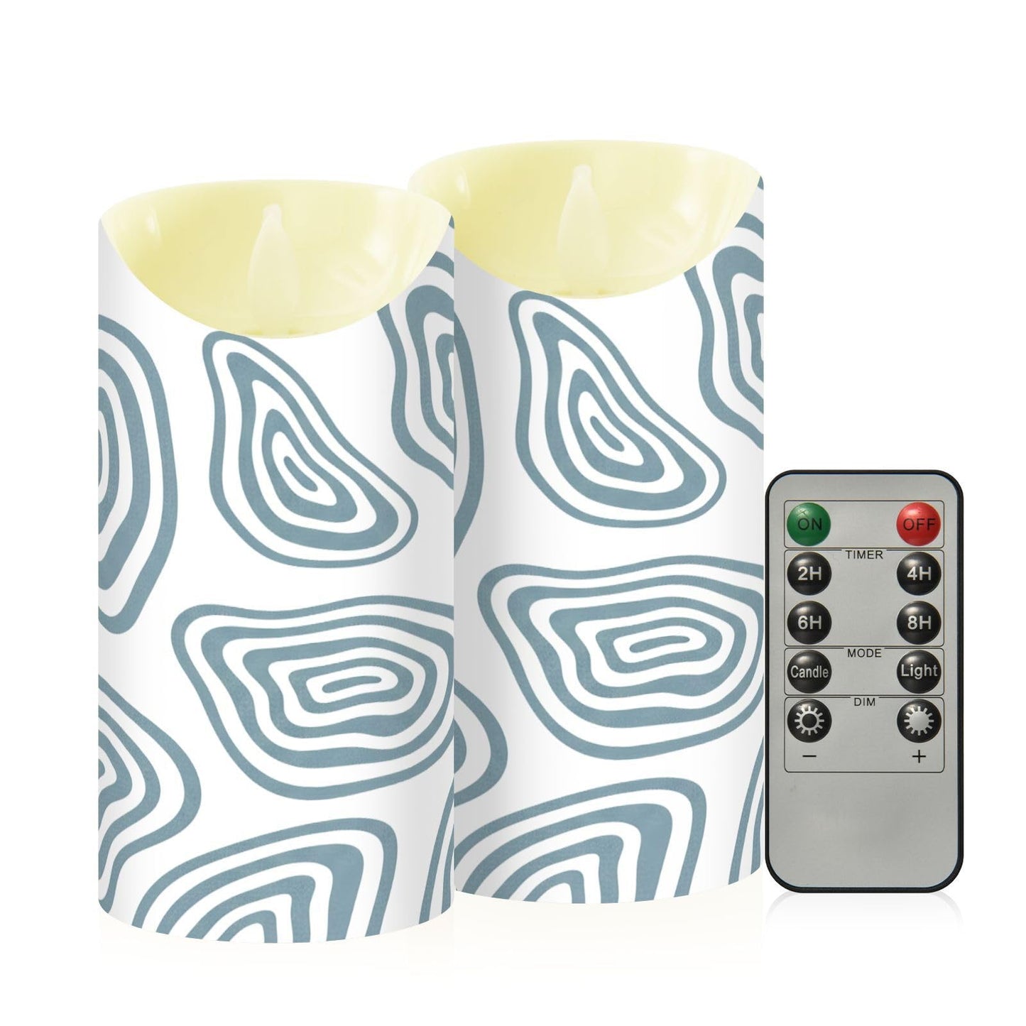 Gravopti Cirle Lines 2 Pack Flameless LED Pillar Candles with Remote & Timer, Battery Operated, Flickering Wax Candle for Wedding, Romantic Home & Party Decor