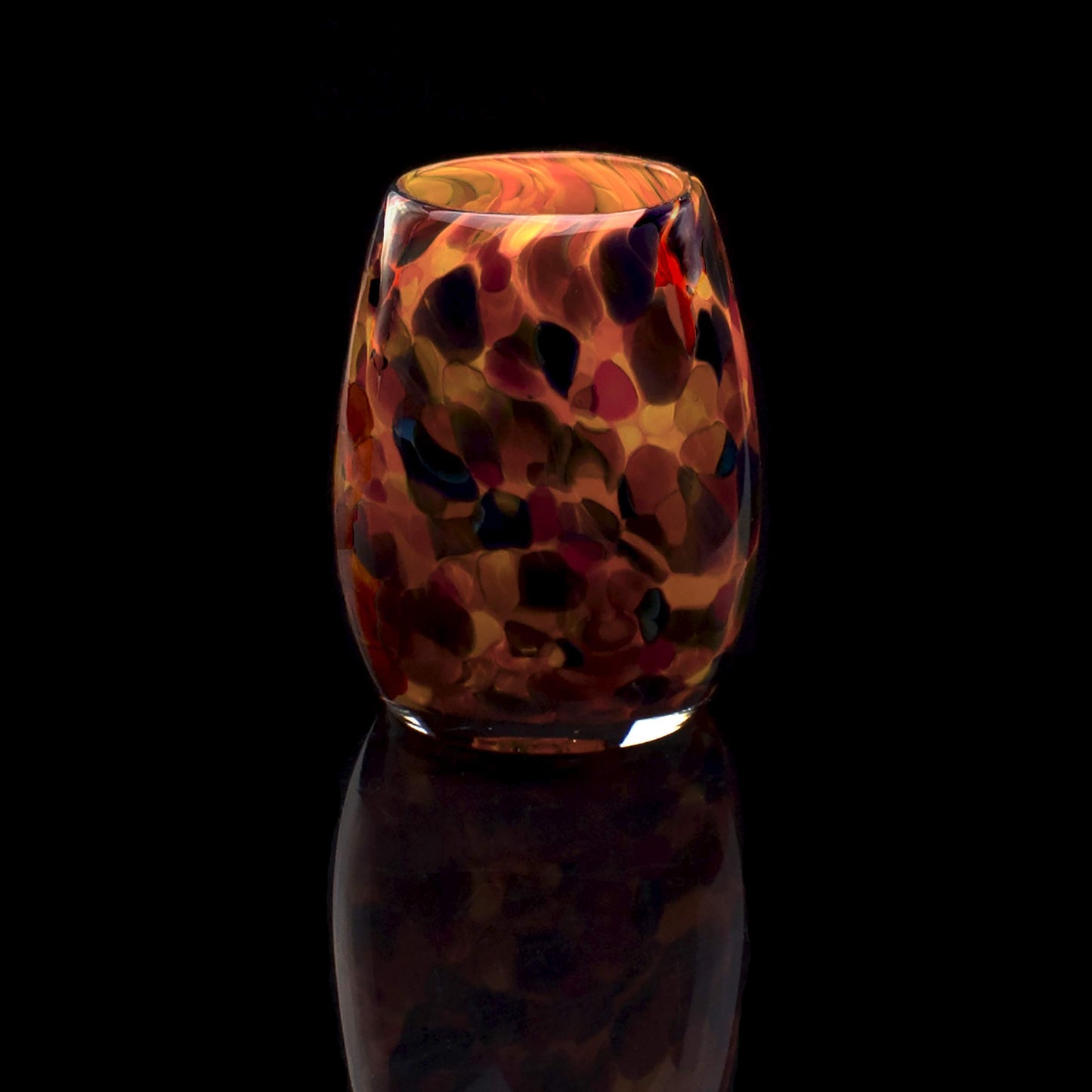 Totally Blown Glassworks Votive Candle Holder, Tea-Light, Handmade Blown Glass, Accent Vase, Centerpiece, Home Decor, Artist Dehanna Jones, Seattle, WA. (Orange MM Halloween Night)