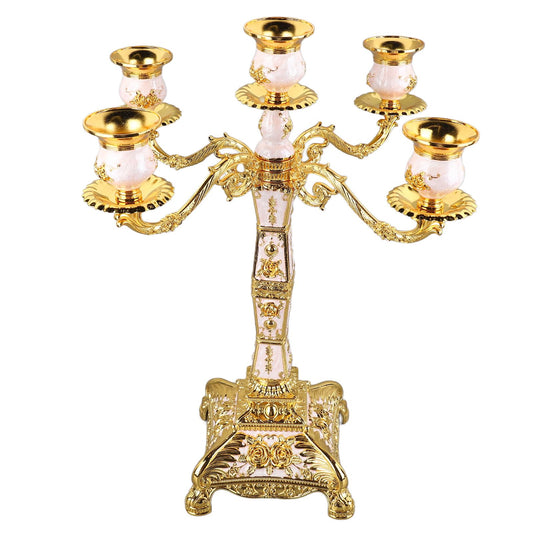 NDNCZDHC Metal Candelabra Candlestick, European Halloween Candlestick Holder, Elegant Candle Candle Holder for Wedding Dining Table Party (5 Arms)