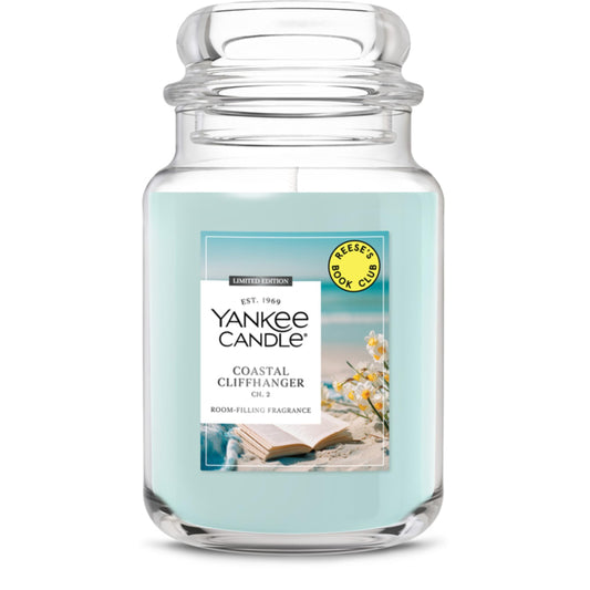 Yankee Candle x Reese’s Book Club, Coastal Cliffhanger, Summer Scented Candle, Sea Daffodil Scent, Solar Florals Scent, 22oz Large Jar Candle with up to 150 Hours Burn Time, Giftable