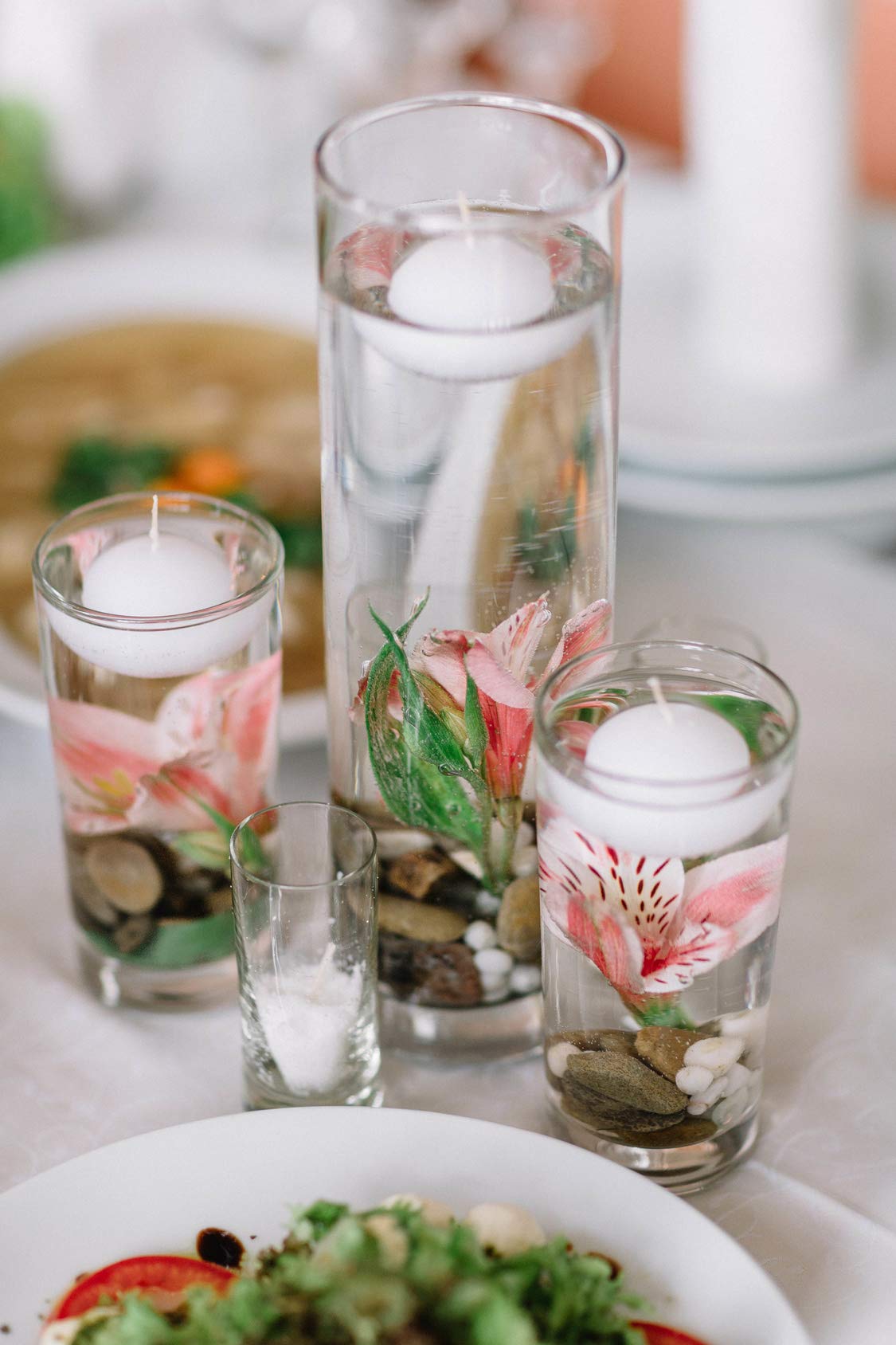 D'light Online Medium Floating Candles 2 3/8 Inch Bulk Pack for Events Floating Candles for Weddings, Spa, Home Decor, Special Occasions and Holiday Decor (Set of 96, White)