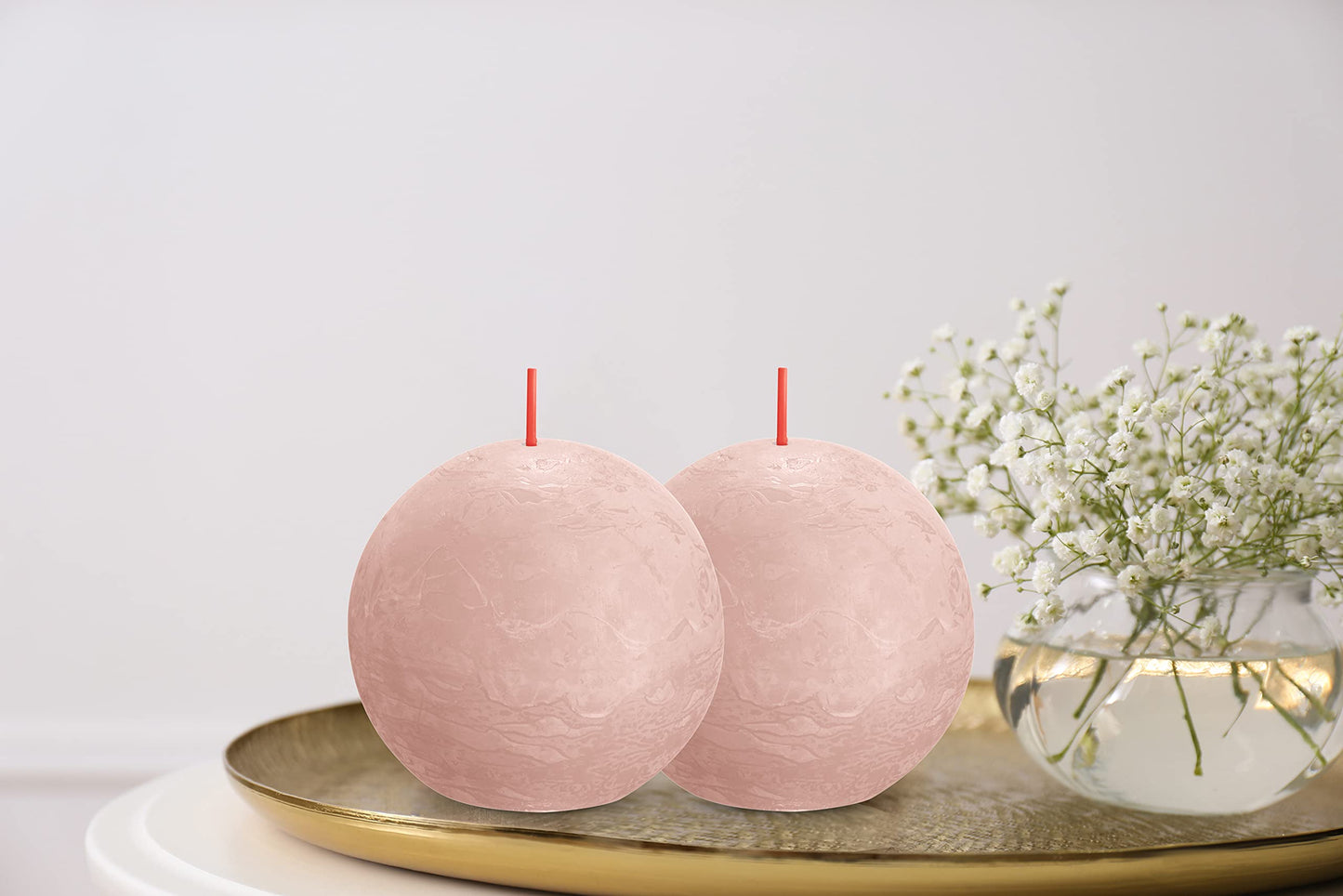 BOLSIUS 3 Pack White Rustic Ball Pillar Candles - 3 Inch - Premium European Quality - Includes Natural Plant-Based Wax - Unscented Dripless Smokeless 25 Hour Party Décor and Wedding Candles