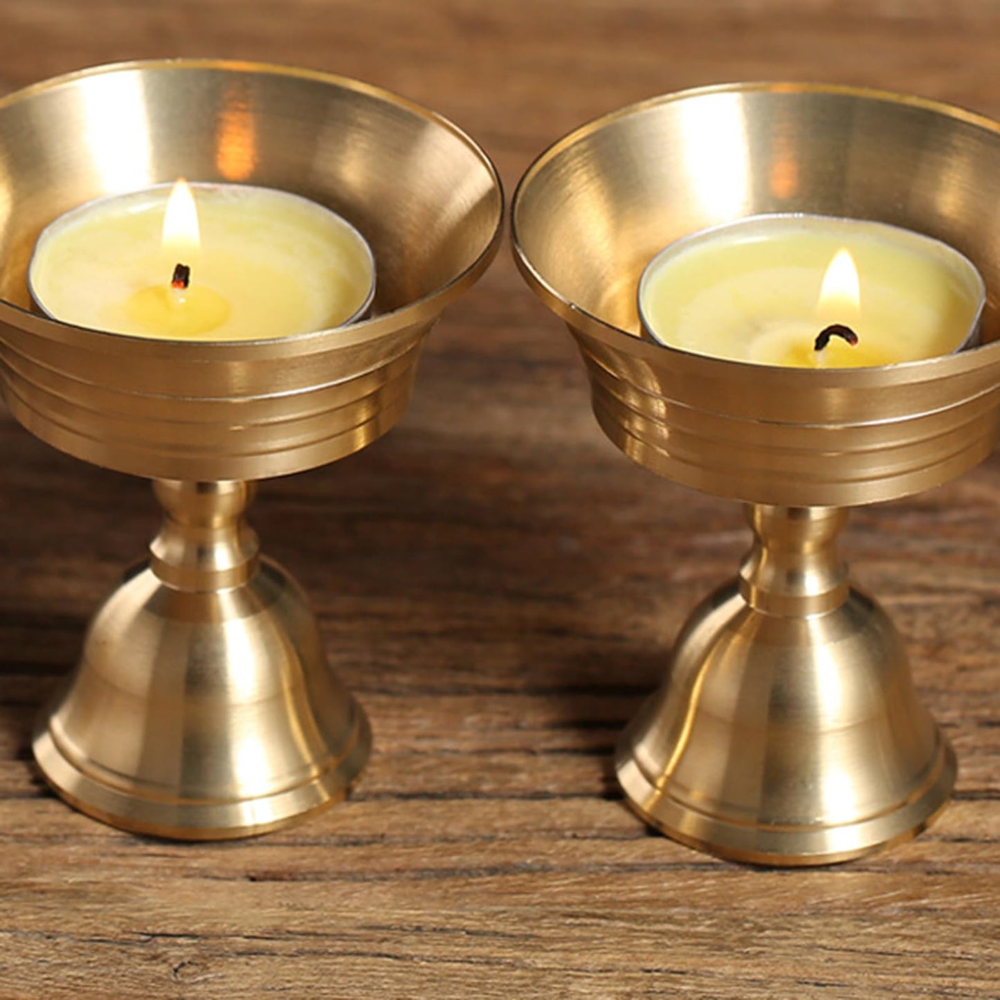 Brass Candlestick for Buddhist Temples Butter Lamp Holder Golden Tealight Candle Stand for Altars Decors Candleholder Brass Candle Base