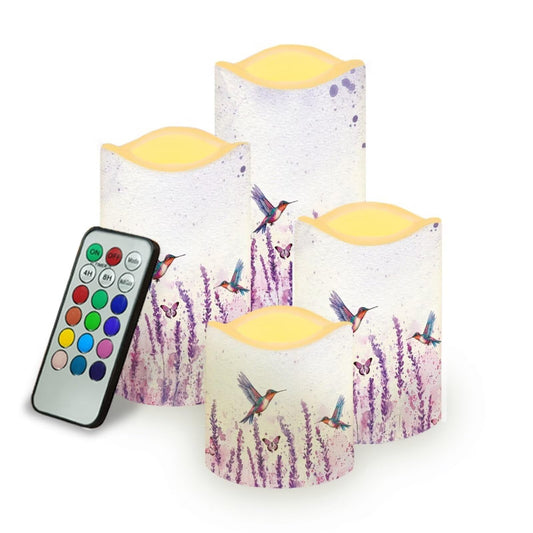 Cozeyat Lavender LED Candles Set of 4 Real Wax Battery Powered Flameless with Remote Control Timer Color Changing for Wedding Home Table