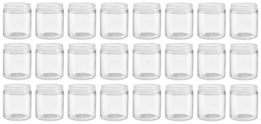 North Mountain Supply 4 Ounce Clear Glass Straight Sided Mason Canning Jars - With 58mm White Metal Lids - Case of 24