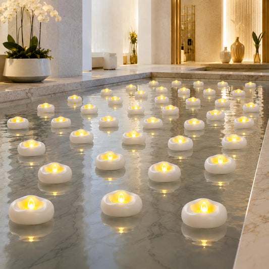 36 Pack 2.3” Flameless LED Floating Candles, Water-Activated Battery Operated Floating Candle with180+ Hours Runtime for Cylindrical Vase, Pool, Fountain - Ideal for Wedding, Party Decoration