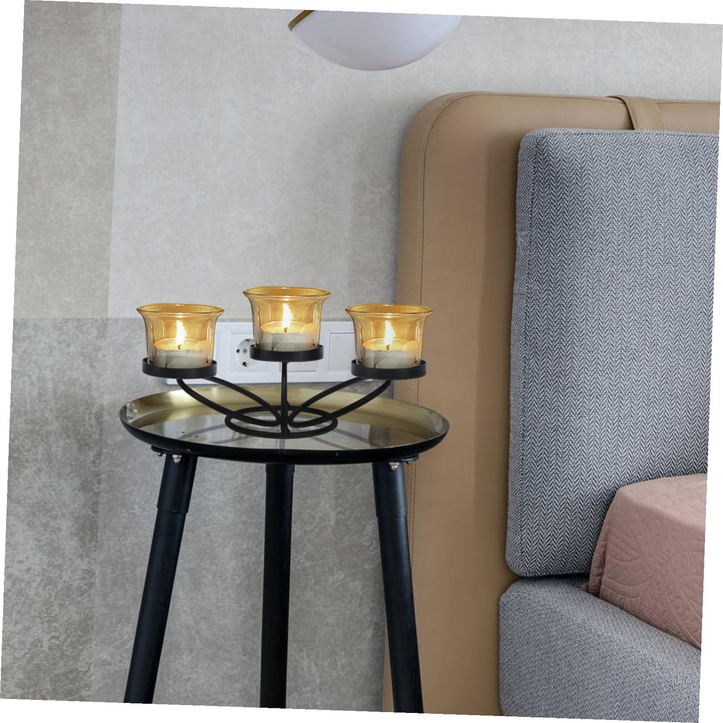 Beaupretty 3 Arms Candle Holders Christmas Metal Candelabra Taper Candle Stand Retro Candle Stand Candlestick Cup for Fireplace Table Wedding Decoration