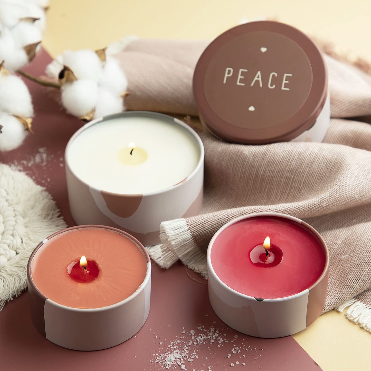Hearth & Harbor Tin Candle Jars for Making Candles - DIY Candle Containers with Lids - Metal Candle Jars - Bulk Tins Storage for Candle - (24 Pieces) - (8 Ounces) - Abstract Shapes
