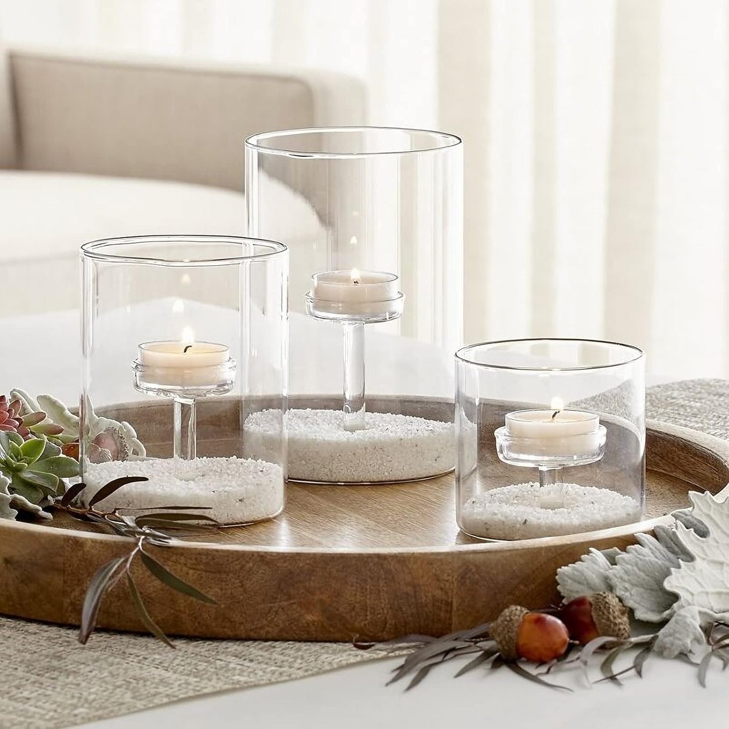 Maimeili Glass Candle Holder Hurricane Crystal Decorative Candle Fits Standard Tealight for Table Wedding Dinning Centerpieces Party Supplies Home Decor