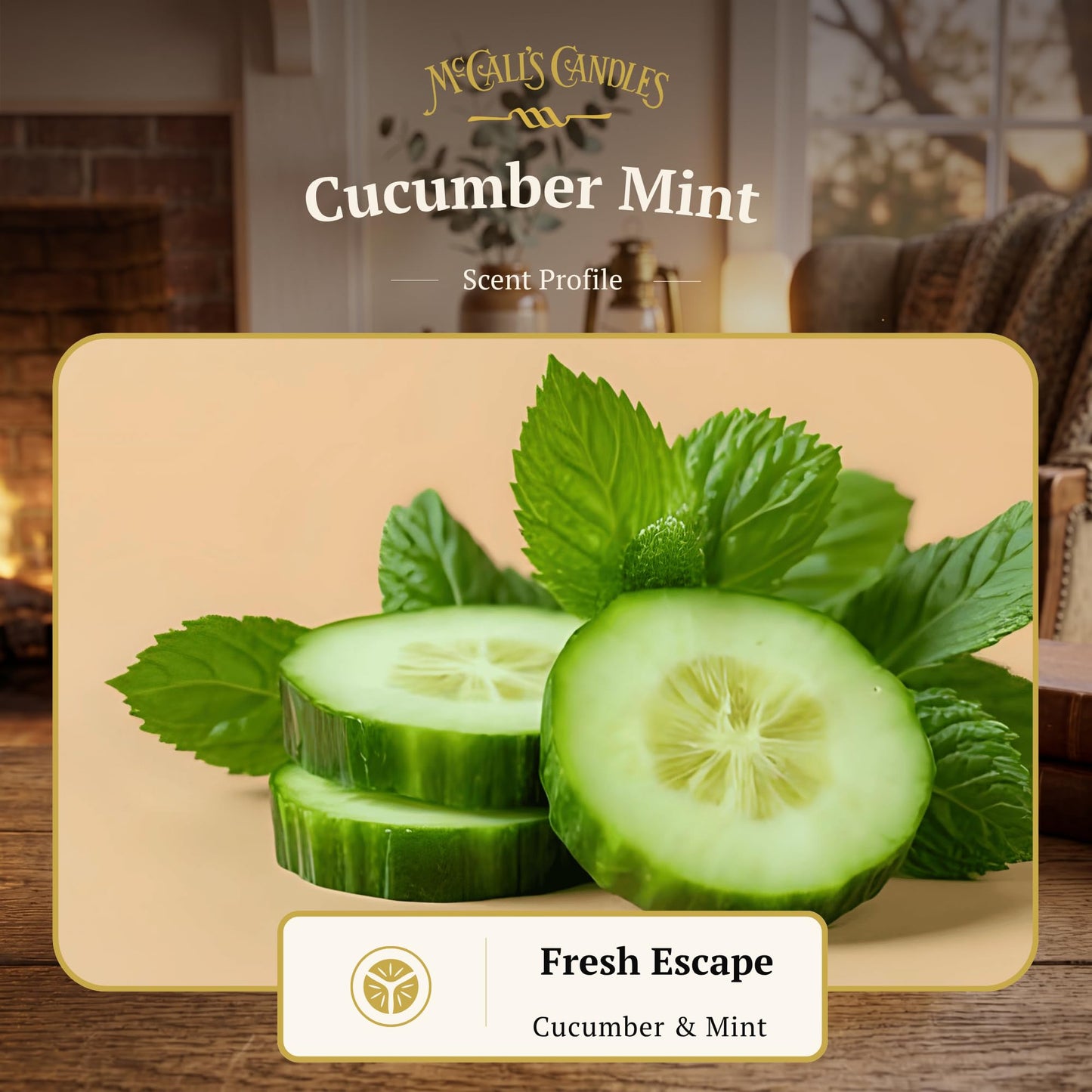 McCall’s Candles | Cucumber Mint | 16 oz Scented Candle | USA-Poured | Vintage Rustic Jar with Carrying Handle | Fresh Cucumber Water & Cooling Mint Fragrance